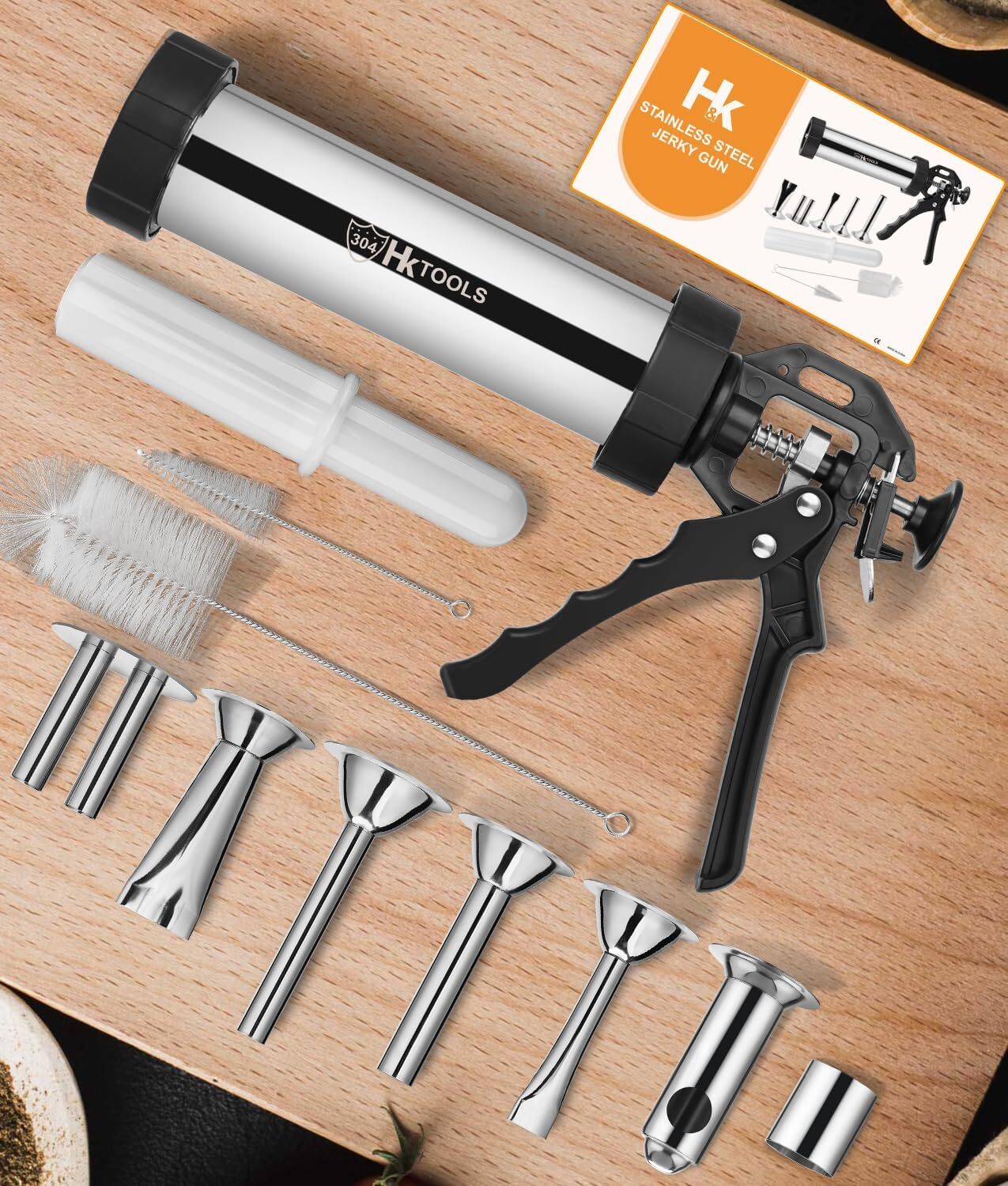 Meatball Maker Jerky Gun Kits 2.5 LB Stainless Steel Sausage Stuffer Waterproof