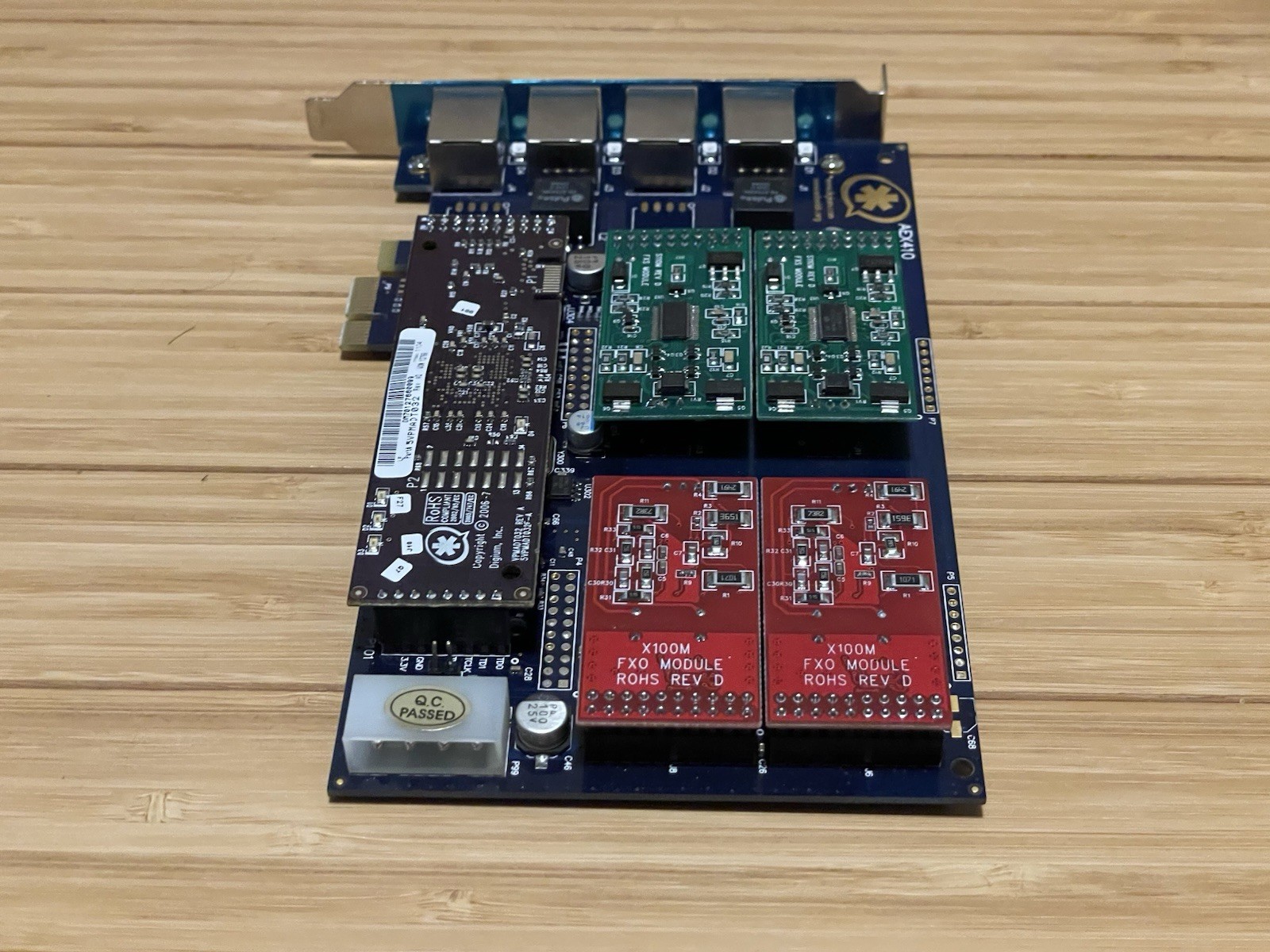 Digium AEX410 4-Port TDM PCIe Card, 4x S100M, 2x X100M, 5VPMADT032