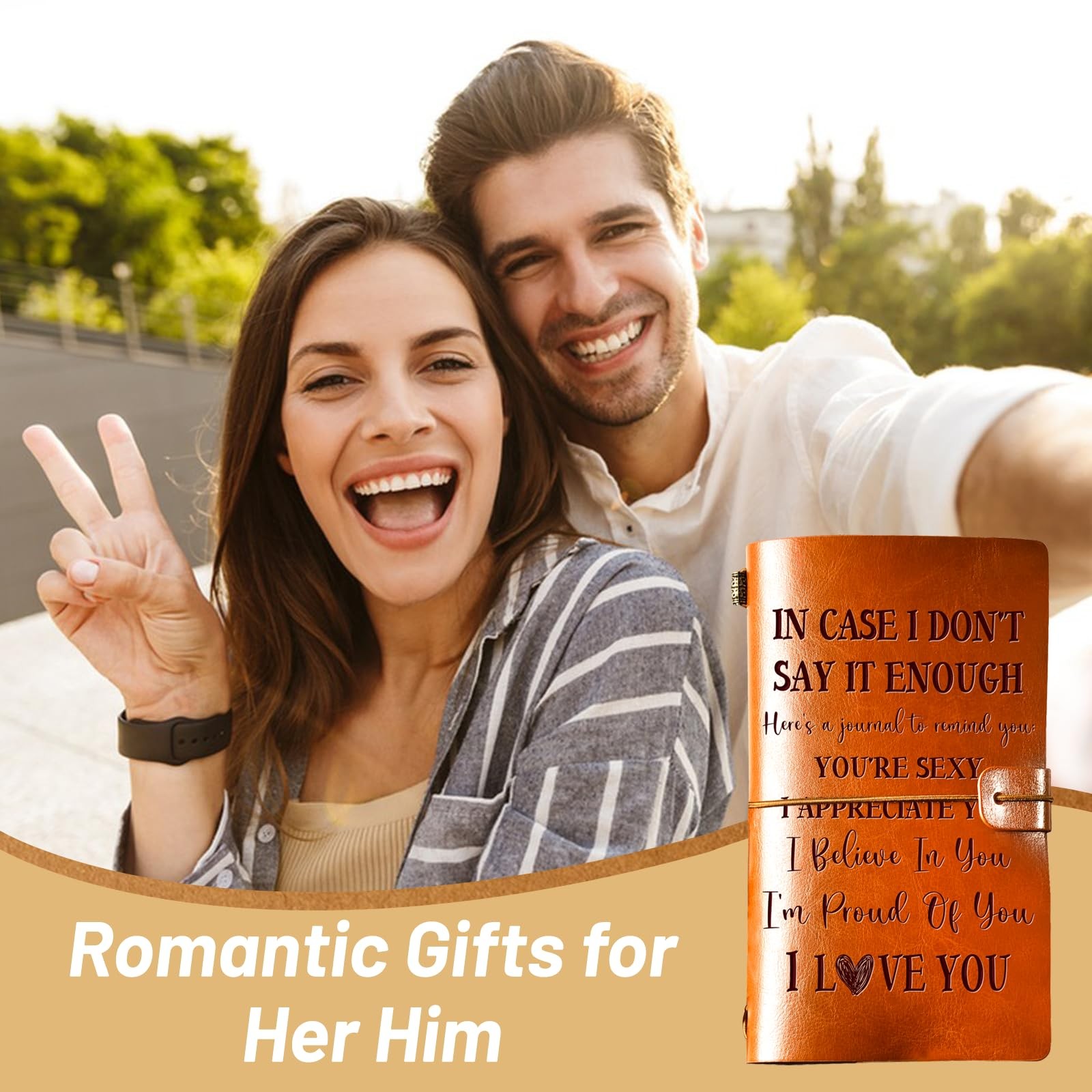 Romantic Gifts for Her Him, Romantic I Love You Leather Journal, 140 Page Ref…