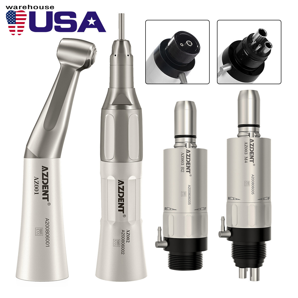 Dental Slow Low Speed Handpiece Contra Angle Straight Air Motor 2/4Holes E-type
