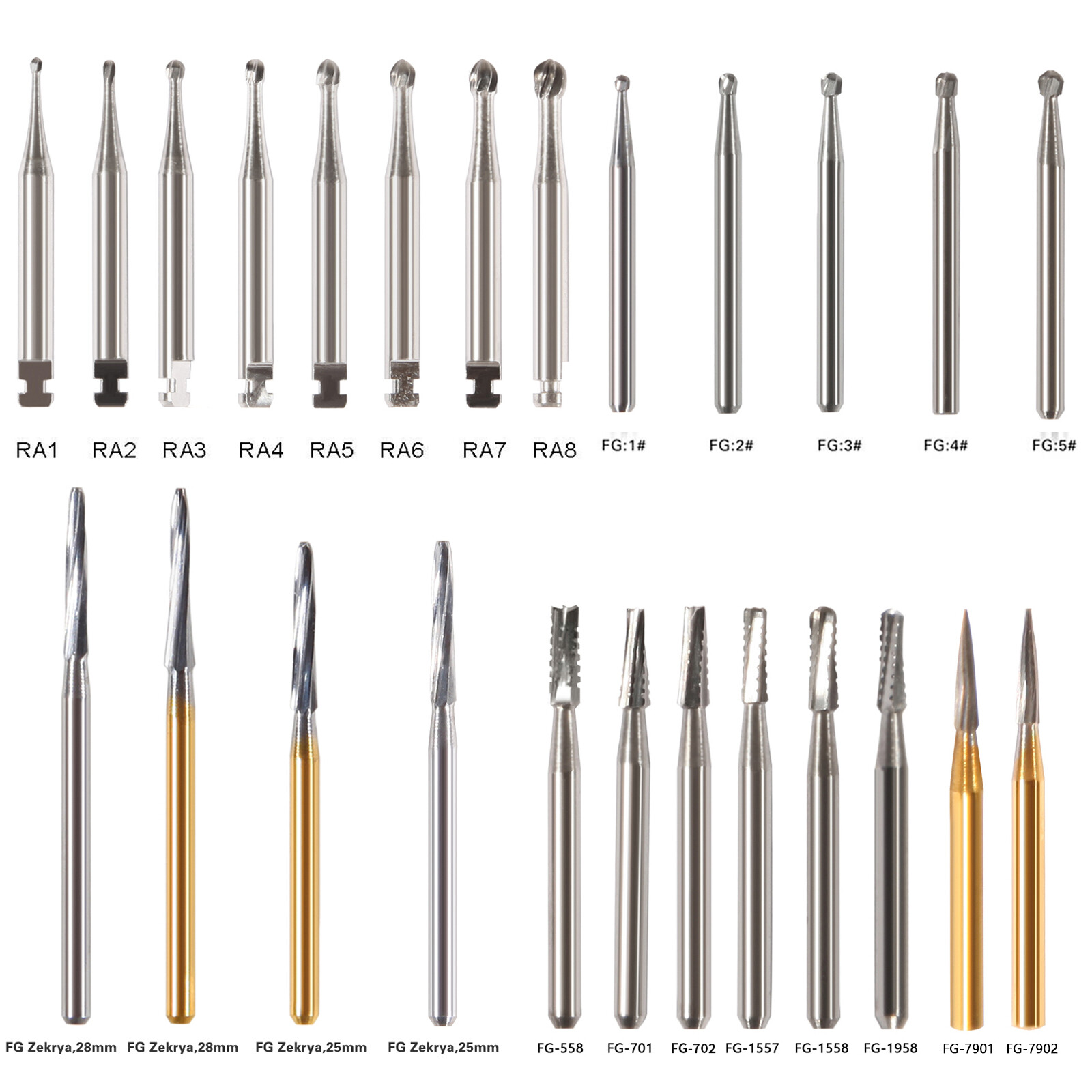 10-100 Pcs Dental FG High Speed Tungsten Steel Carbide Crown Cutting Burs