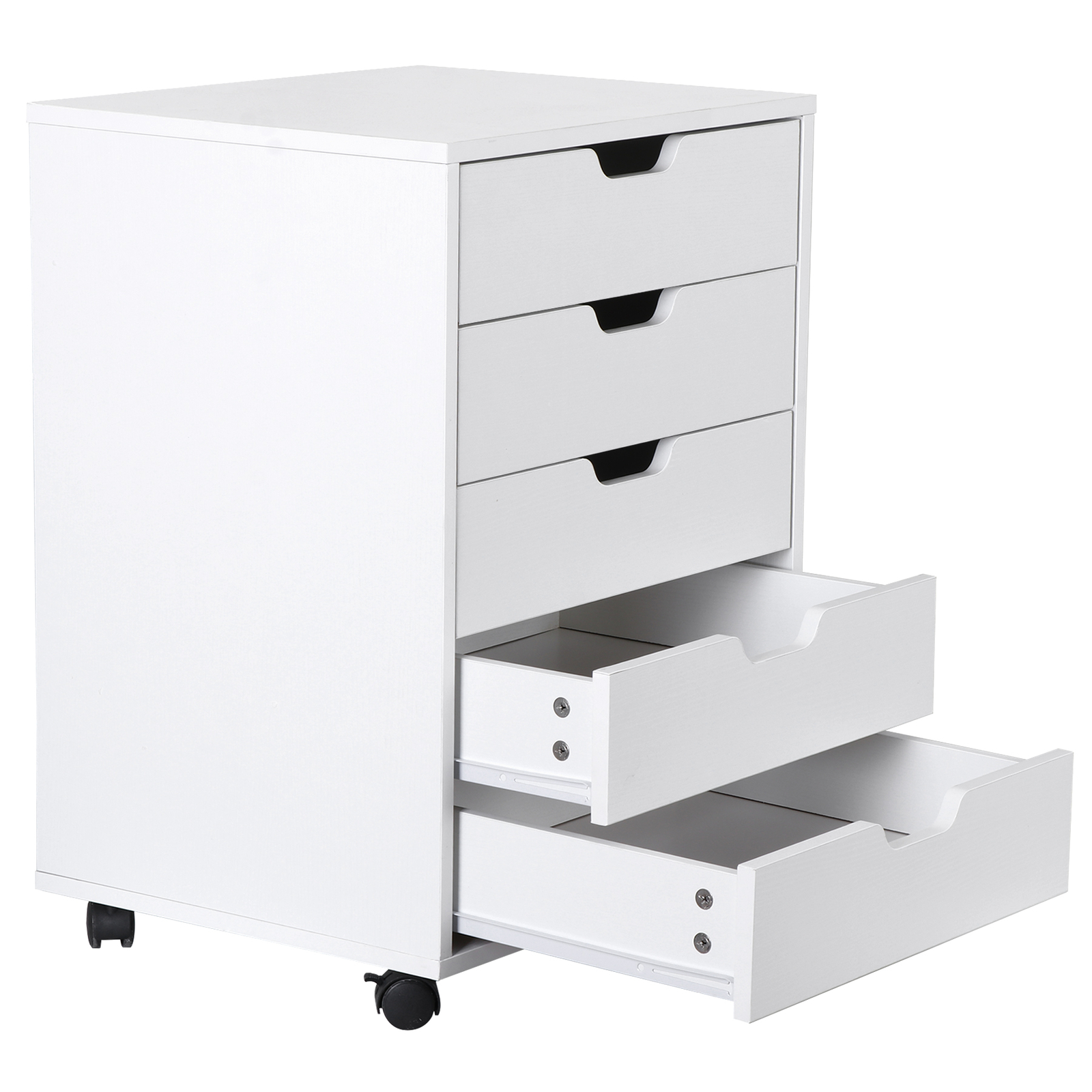 5 Drawer Dresser Rolling Clothing Storage Chest Beside Wall Mobile Store Clothes