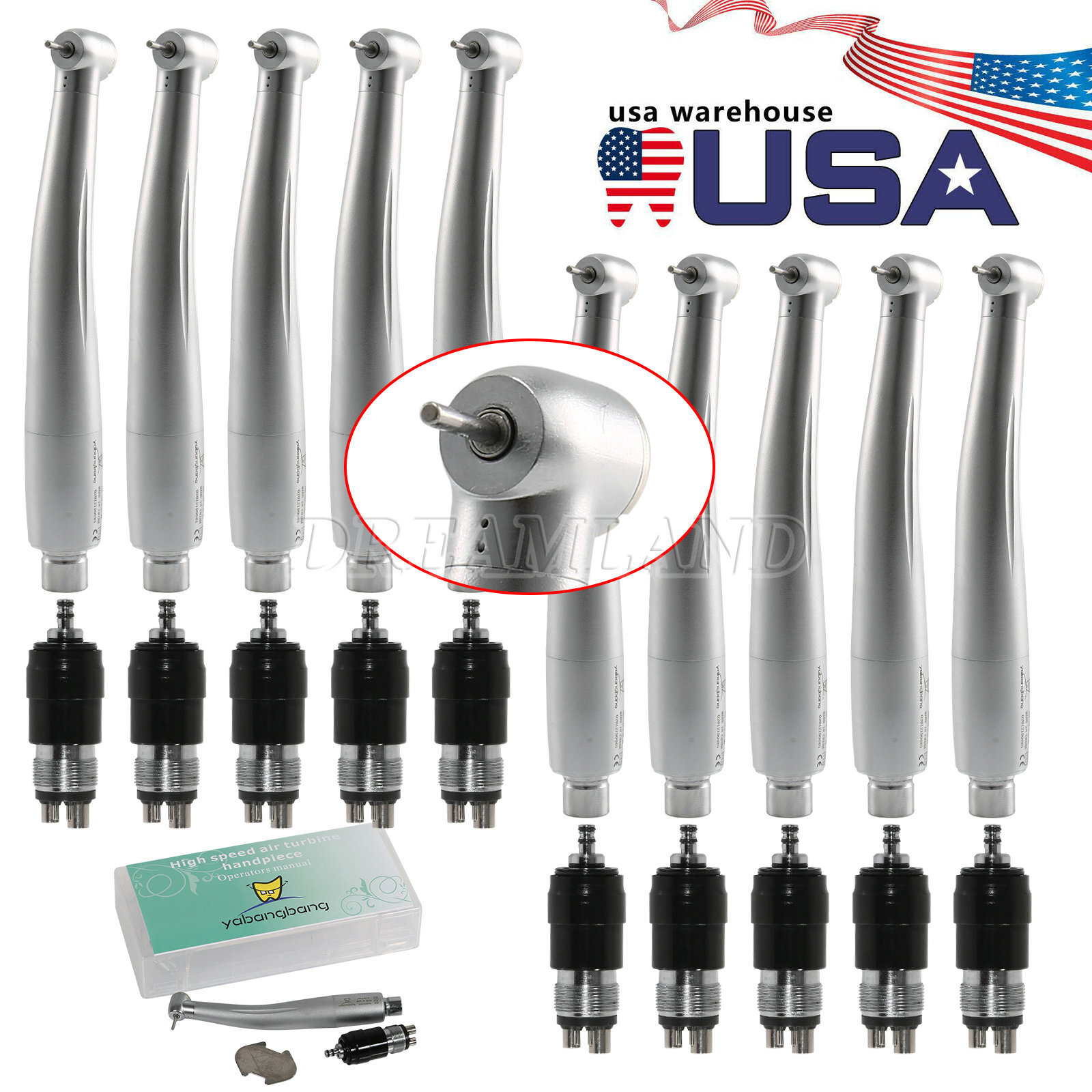 10pcs/1pc NSK Style Dental High Speed Turbine Handpiece with 4 Hole Coupling