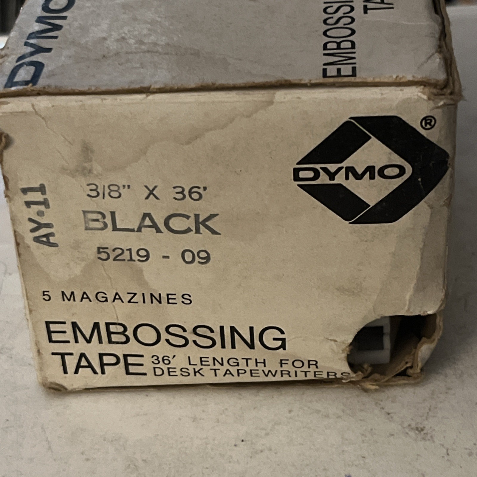 Vintage NOS Dymo Embossing Tape 5 Rolls 3/8”x36’ Black 1967 For Desk Tapewriters
