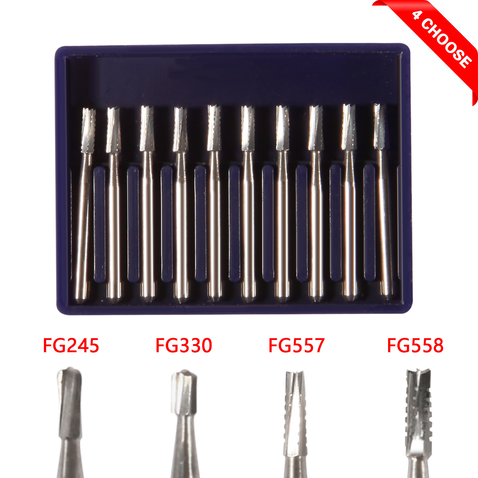 10-100 Pcs Dental FG High Speed Tungsten Steel Carbide Crown Cutting Burs