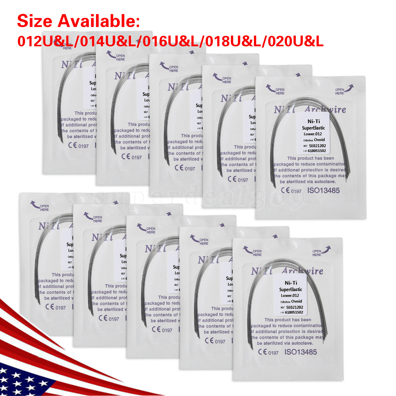 100pcs 10packs Dental Orthodontic Super Elastic Niti Arch Wire Round Ovoid Form