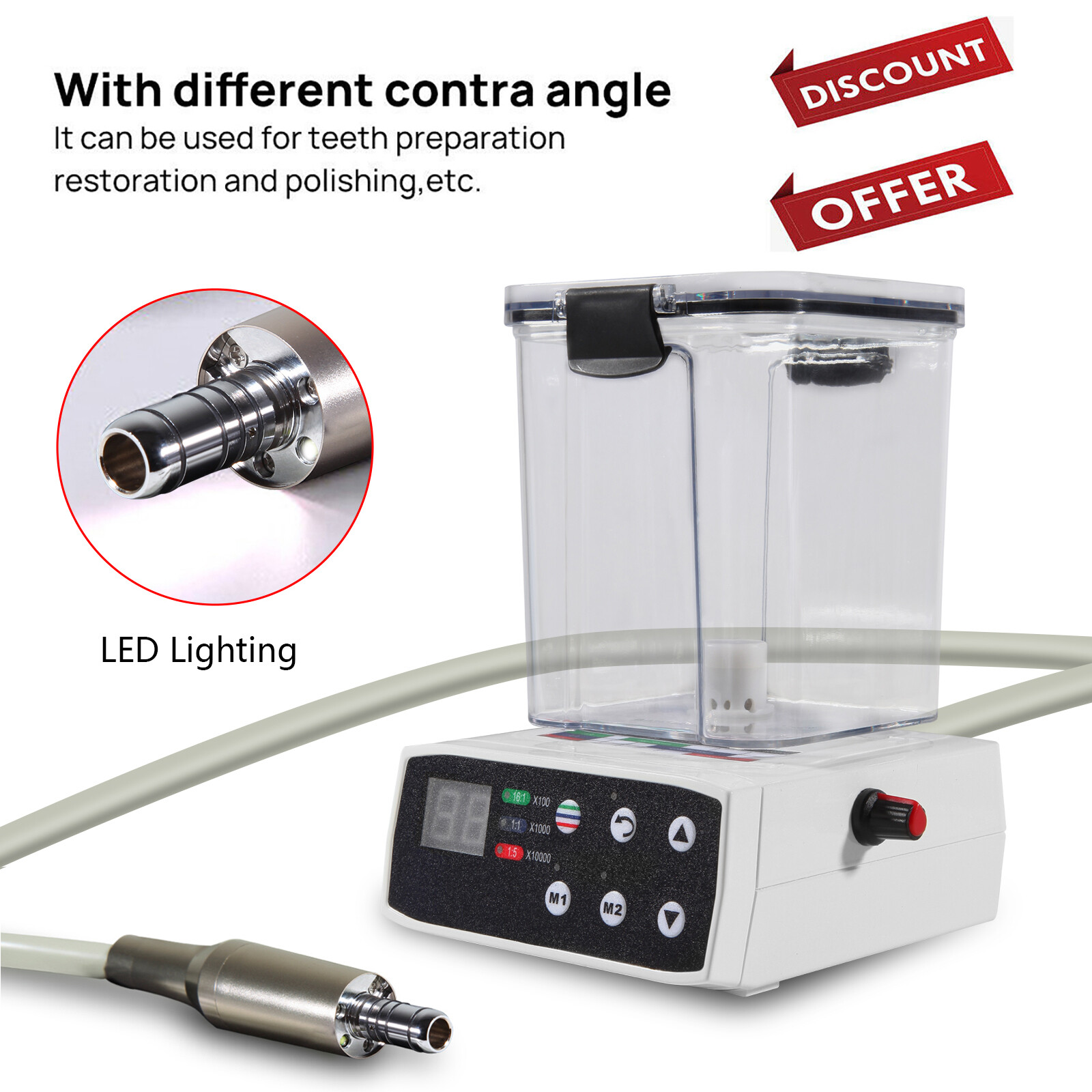 Dental Electric LED Micro Motor / 1:1 1:5 1:4.2 Contra Angles