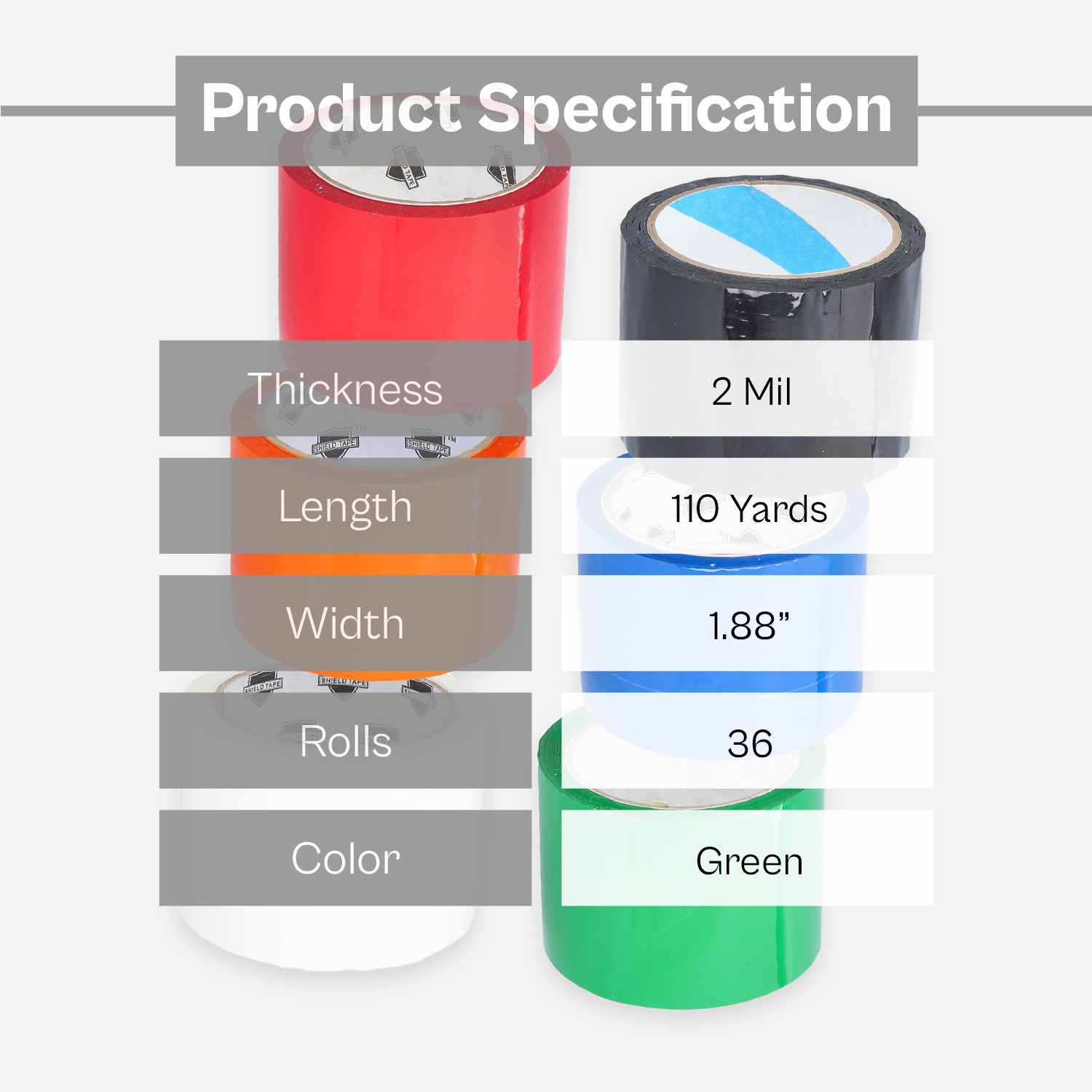 36 Rolls Green Color Packing Tape 2″ x 110 Yards General Purpose Tape, 2 Mil