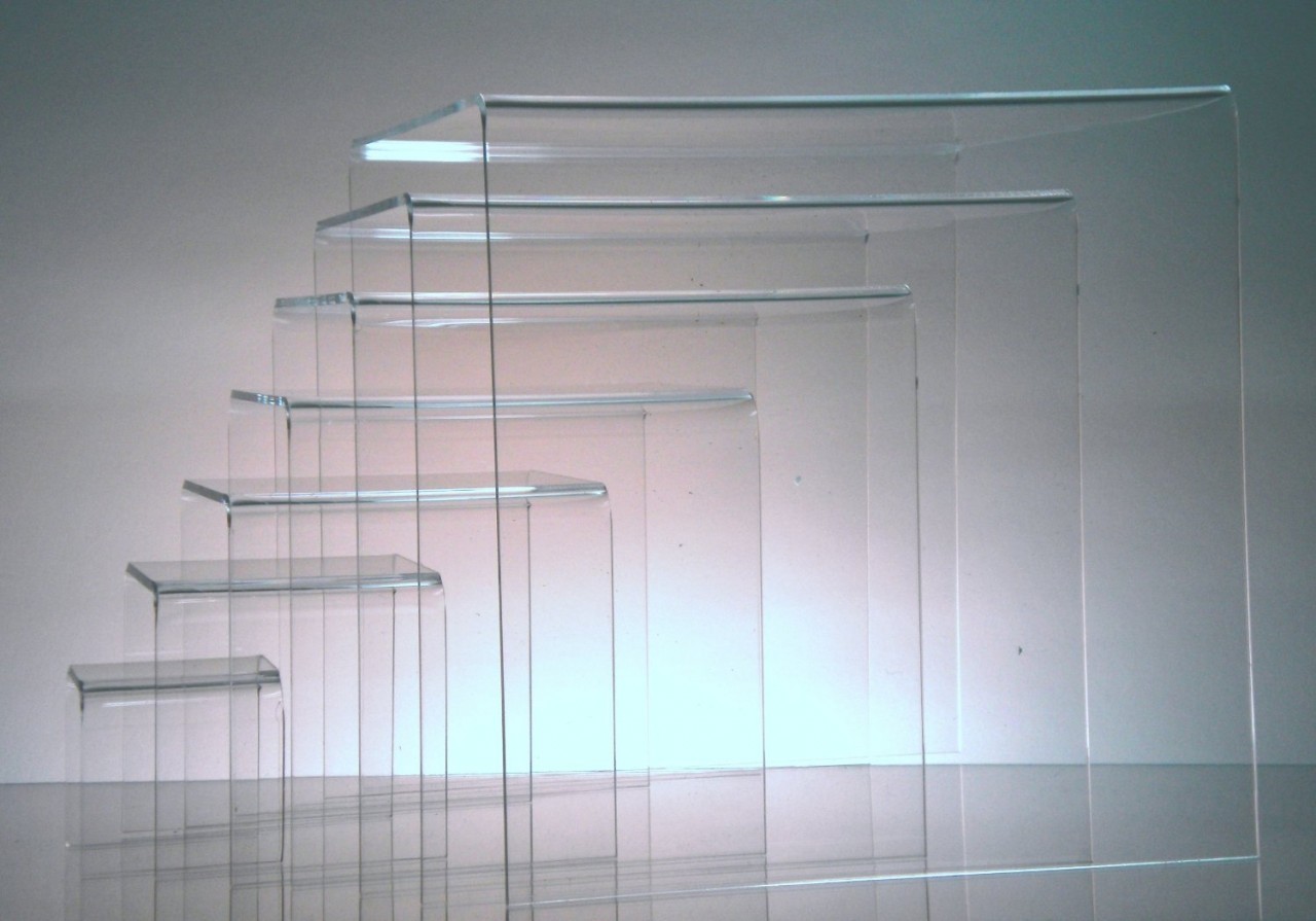 Clear Acrylic 3-Sided Square Riser Displays – Select Sizes Available