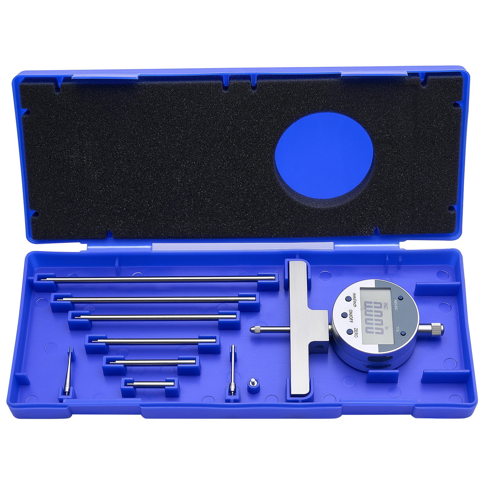 Uimoso Digital Depth Gauge 0-22in Range Micrometer with 4 Interchangeable Anvils