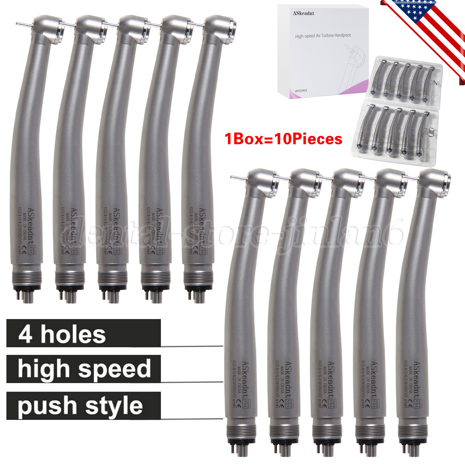 4 Hole Dental High Speed Handpiece Large Head Single Water Spray Air Turbine 10
