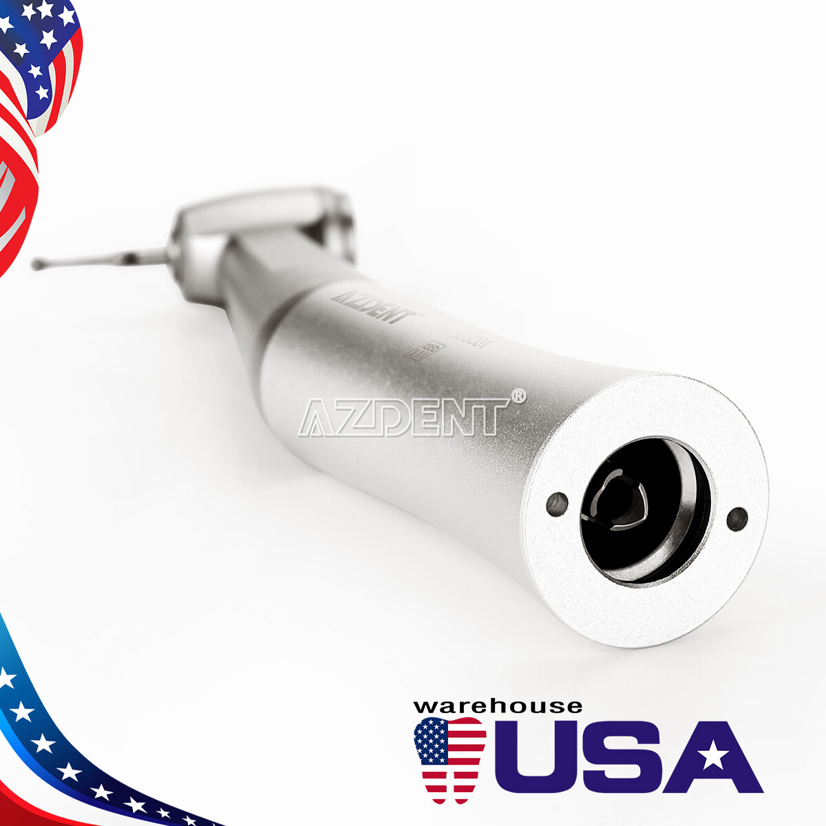 AZDENT Dental Contra Angle Low Speed Handpiece 1:1 Direct Drive 1.6mm FG Burs
