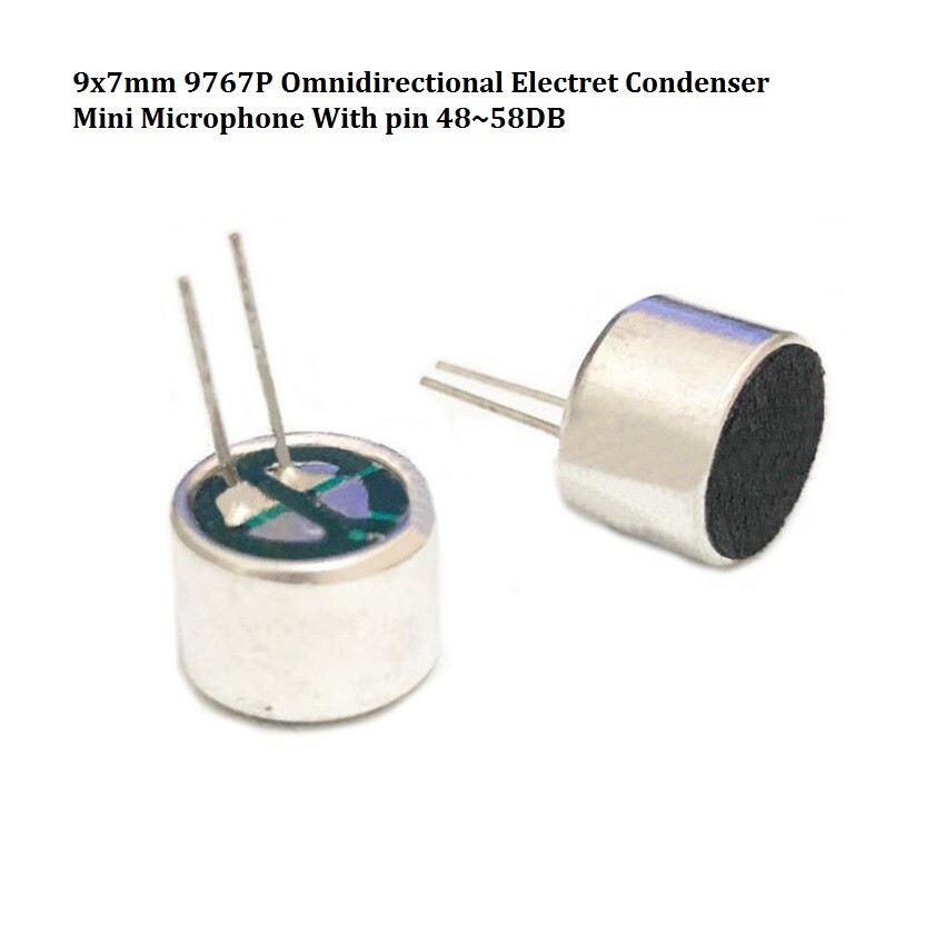 9x7mm 9767P Omnidirectional Electret Condenser Mini Microphone With pin 48~58DB