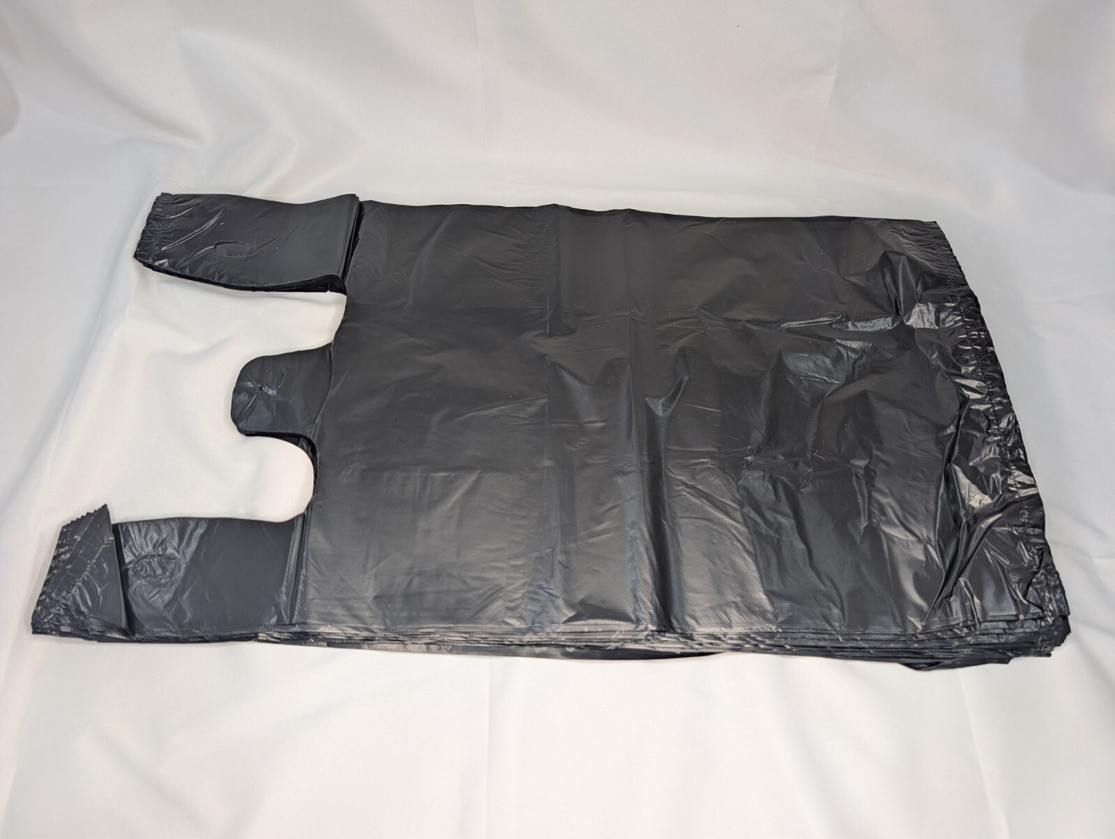 Large Black Plastic Grocery Shopping T-Shirt Bags (21 x 6.5 x 11.5 inches) 600pc
