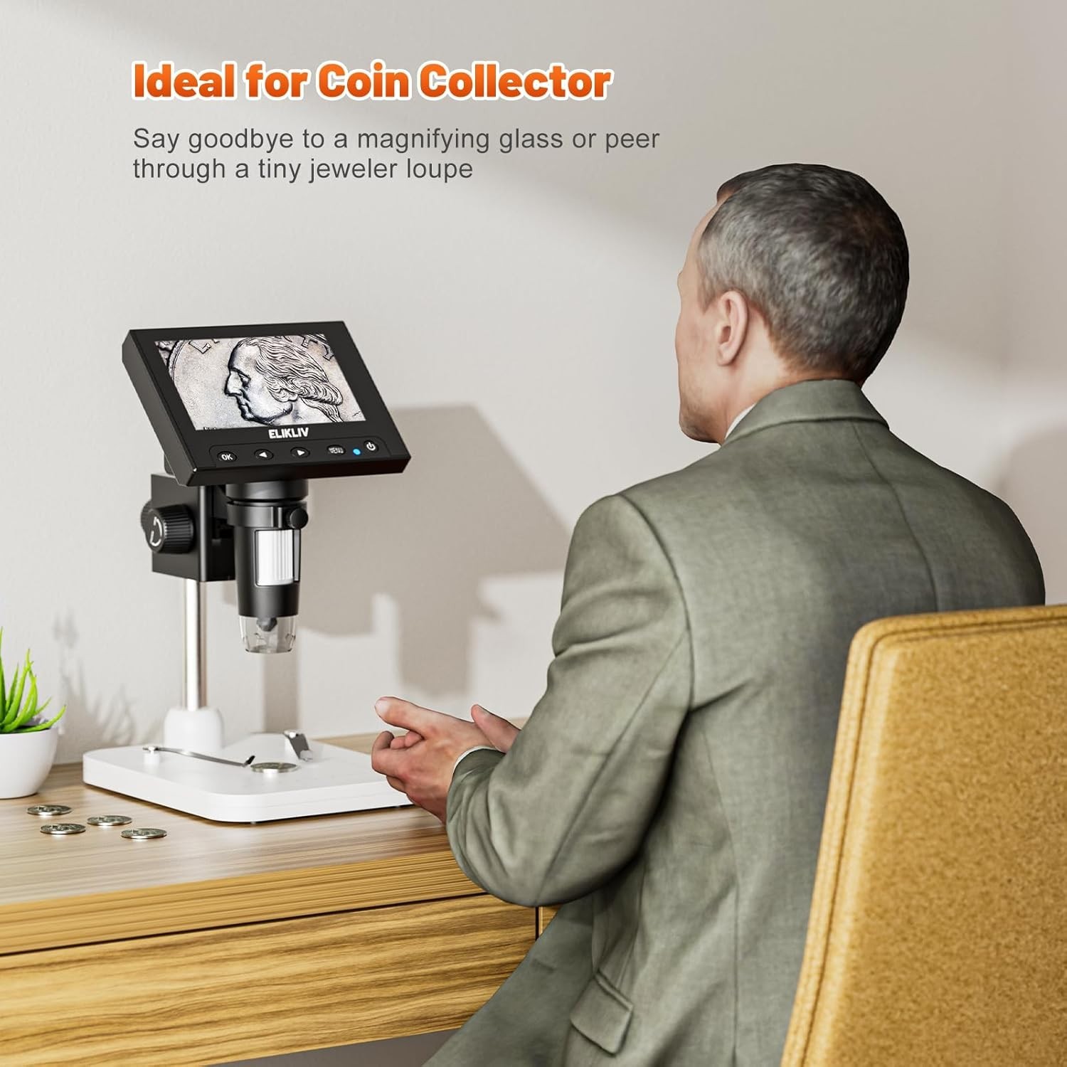 High-Definition Coin Microscope 1000x – LED Illumination & USB PC Compatibility