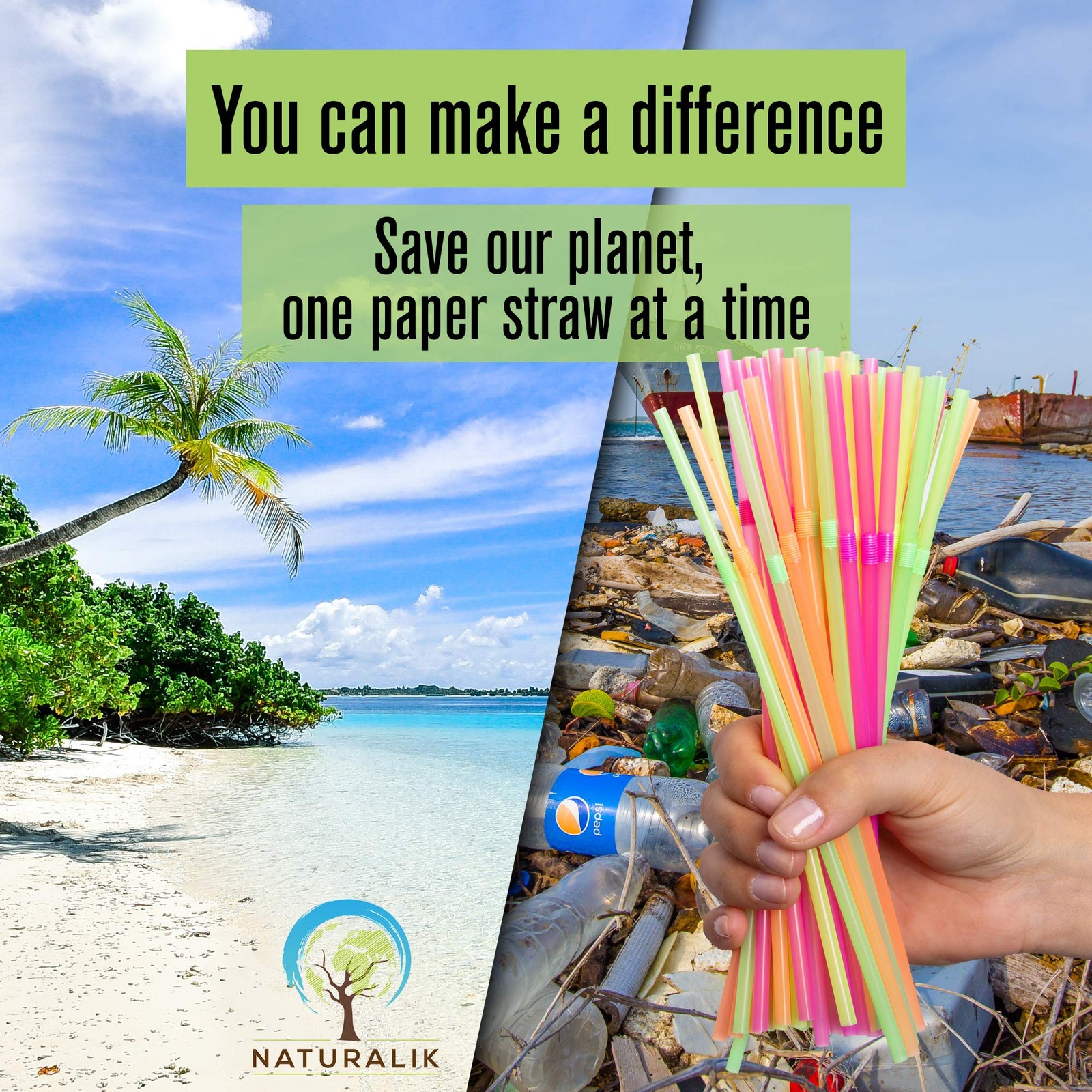 Naturalik 1000 Pack Multicolor Extra Durable Paper Straws Biodegradable –