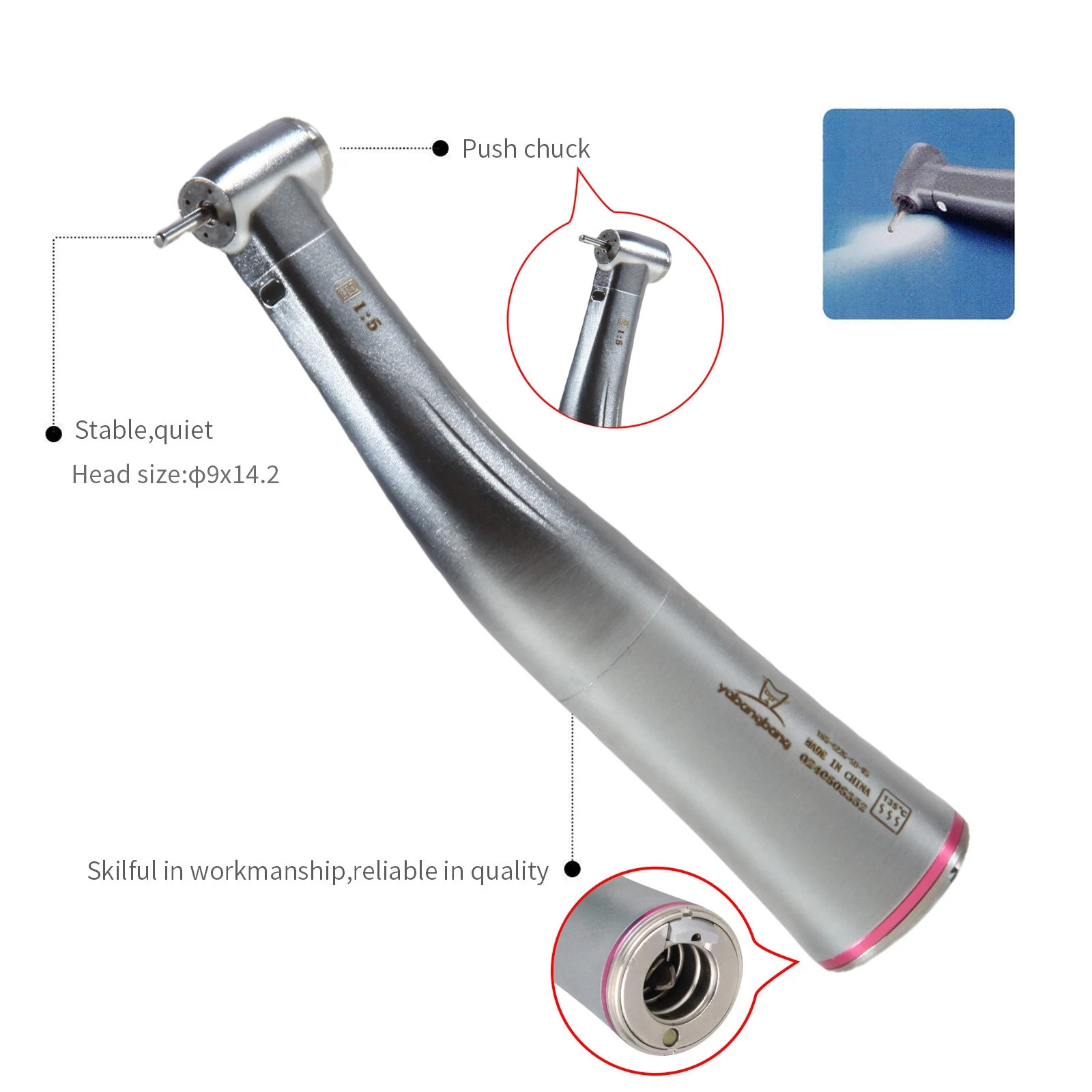 Dental Slow Speed Contra Angle Handpiece Fit NSK 1.6mm Friction Grip Push Button