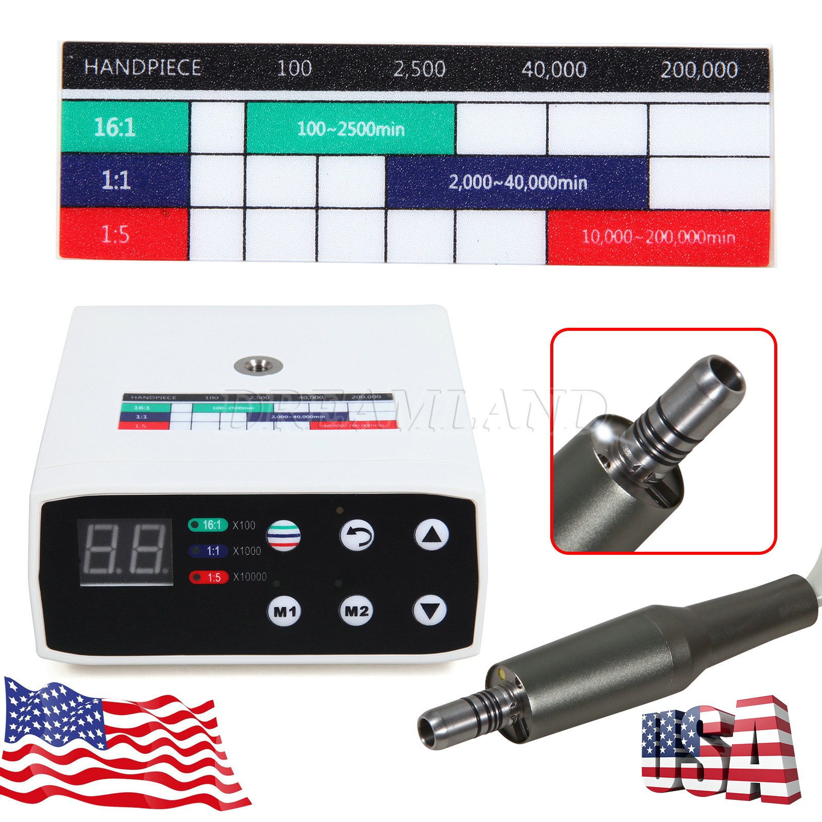 Dental LED Brushless Electric E Type Micro Motor/1:1/1:5/1:4.2 LED Handpiece