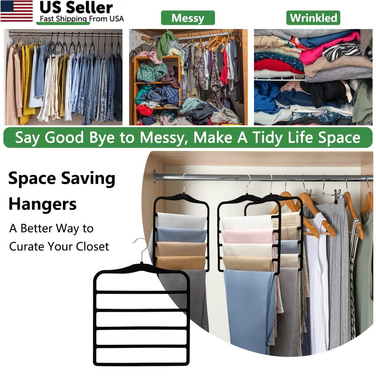 Closet Organizers and Storage,3 Pack Organization Storage Large, Black
