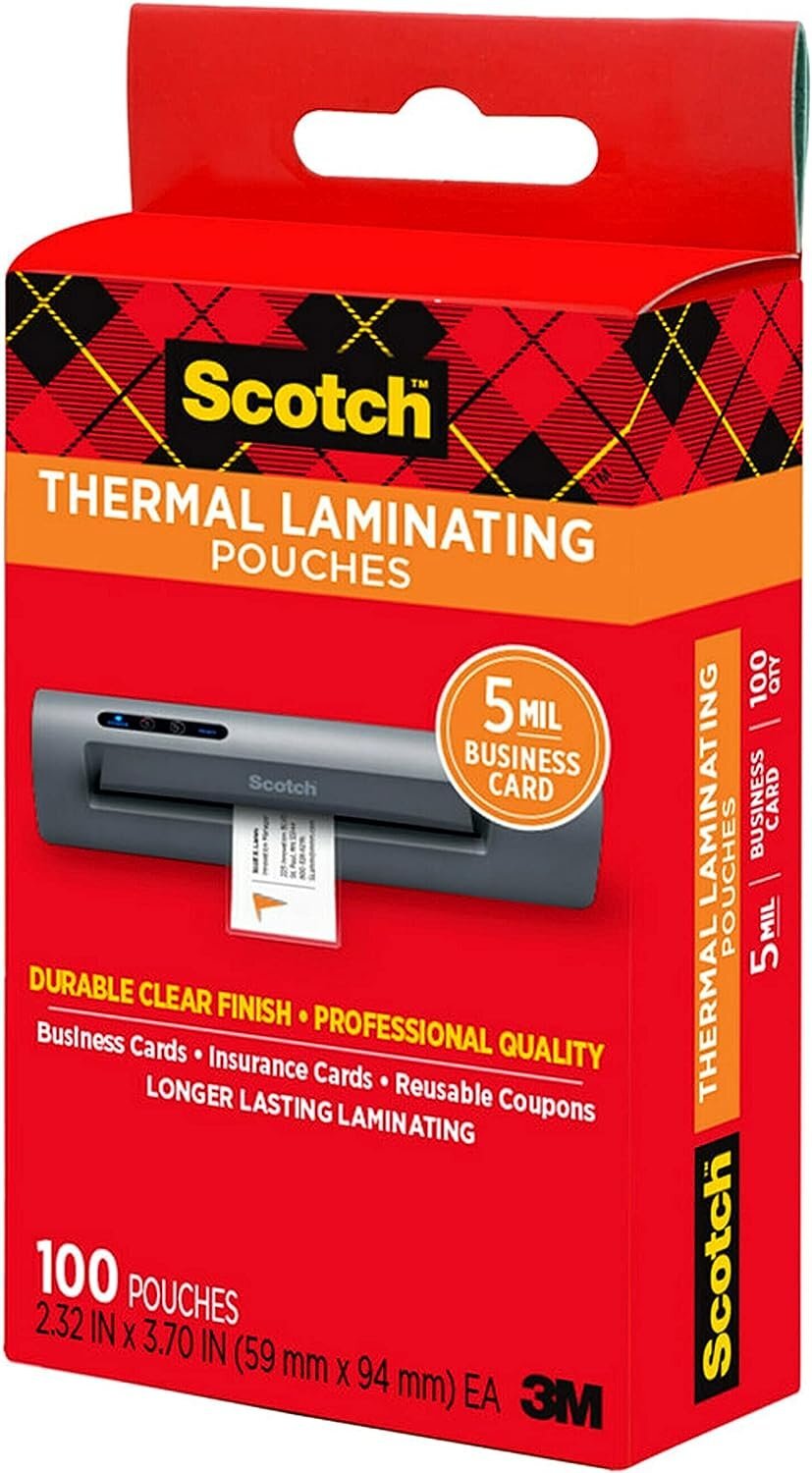 Scotch Thermal Laminating Pouches, 100 Count, Clear, 5 mil., Laminate…