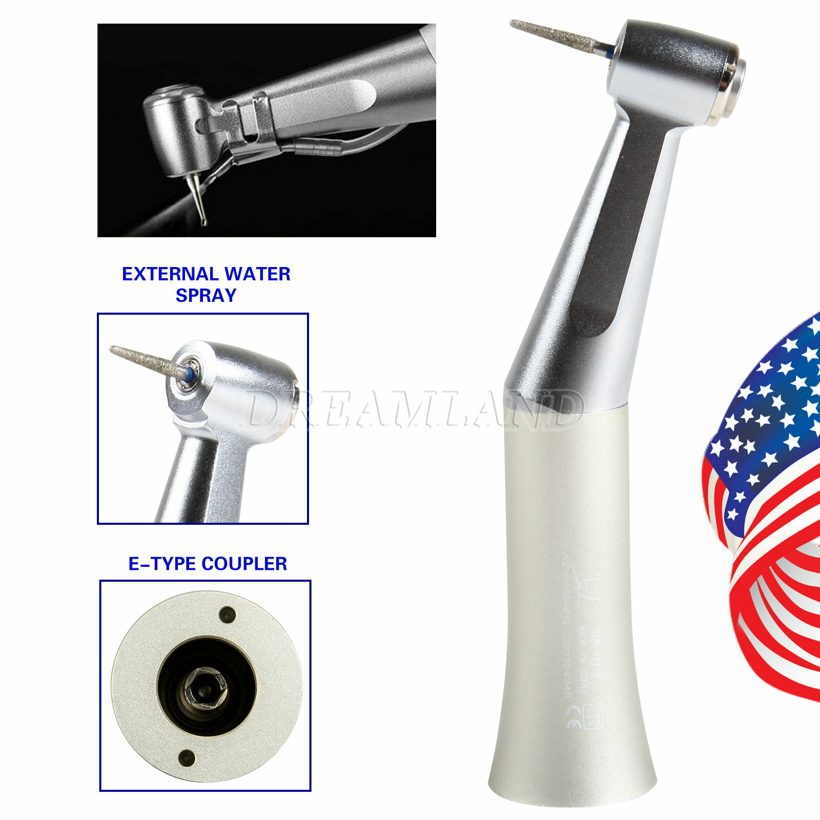 Dental Slow Low Speed Push Contra Angle Handpiece Fit FG 1.6mm Burs
