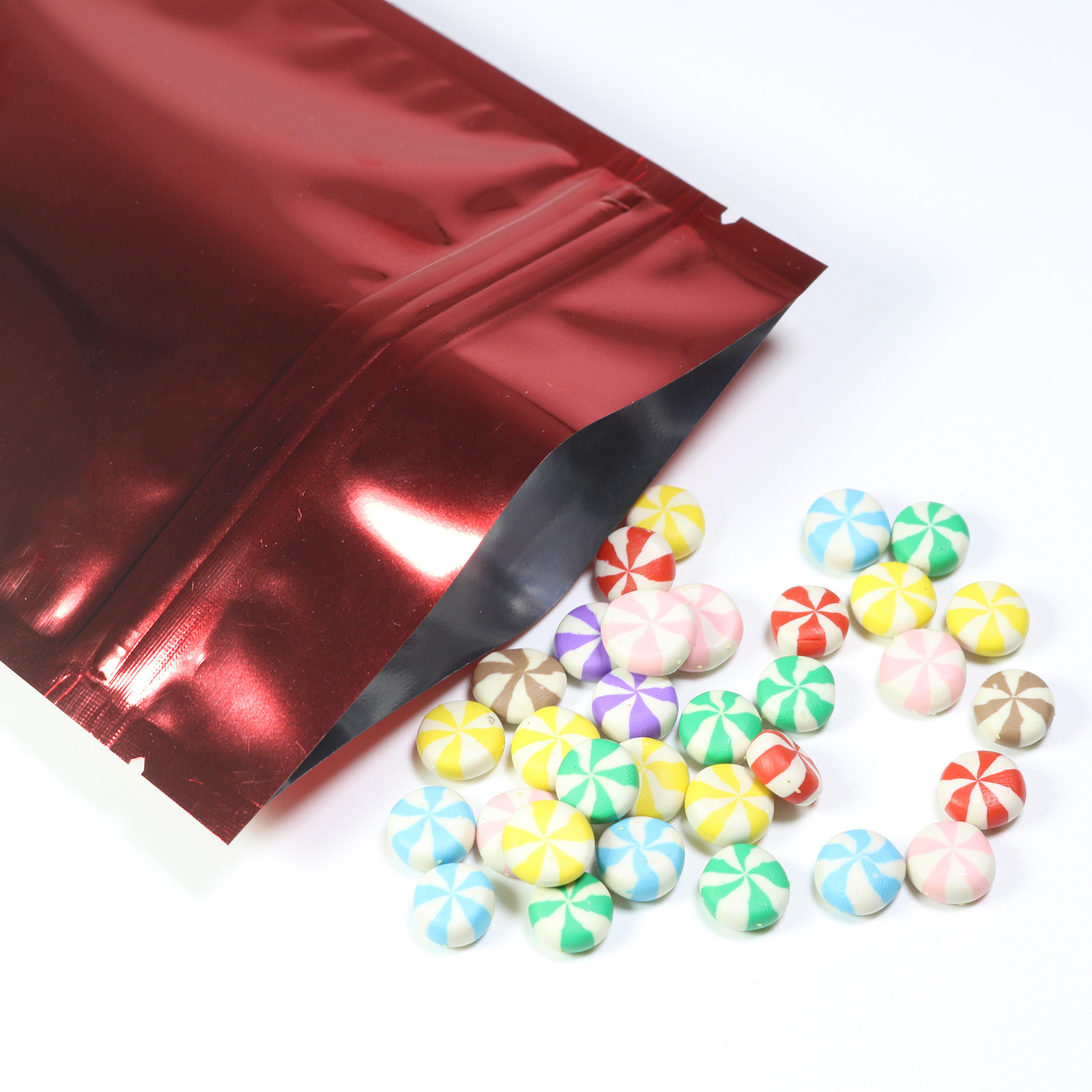 100/200/500 Glossy Red Mylar Foil Smell Proof Resealable Zip Seal Lock Bags