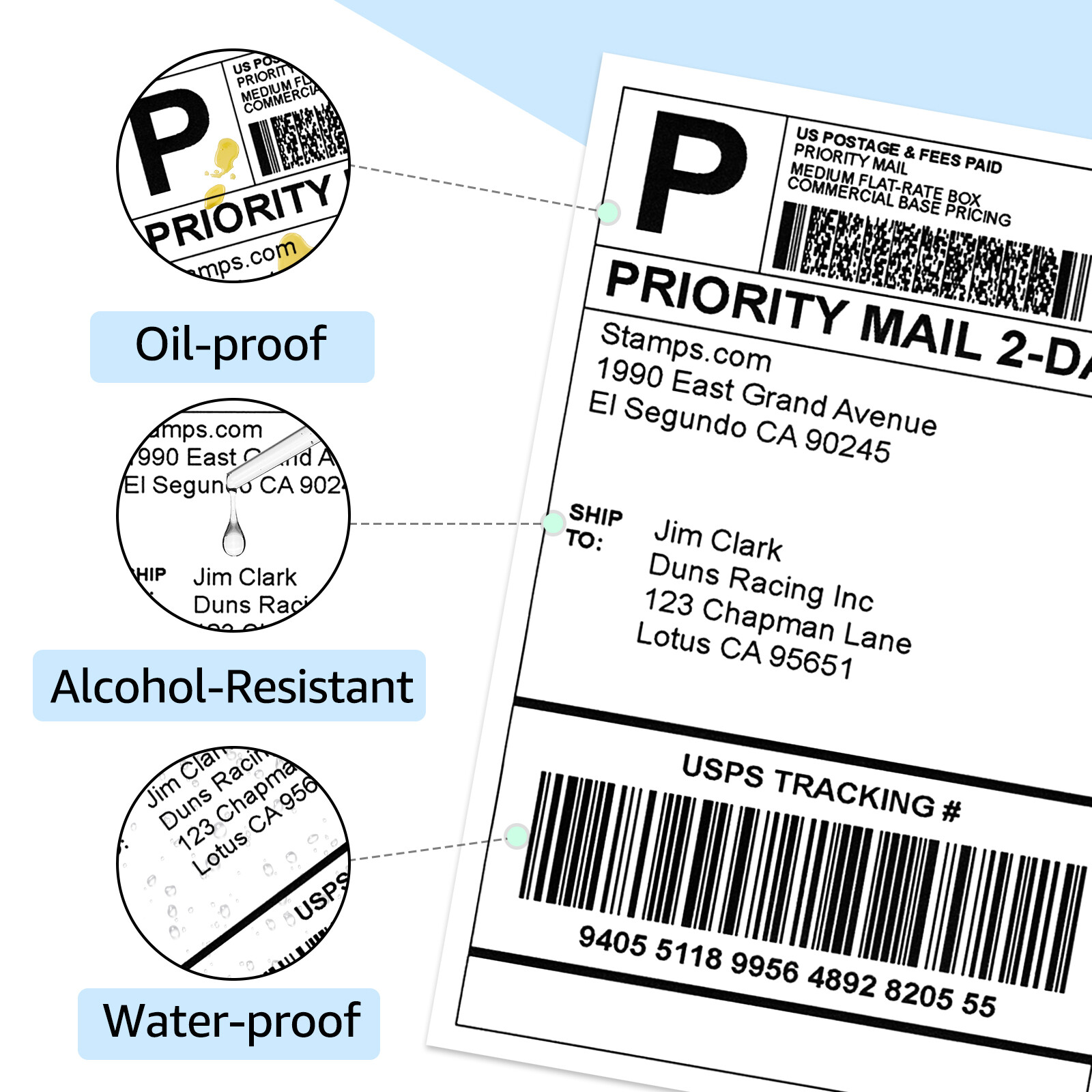 1-50PK 500 Labels Per Roll 1″ x 2-1/8″ for DYMO 30336 LabelWriter 4XL 25mmx54mm