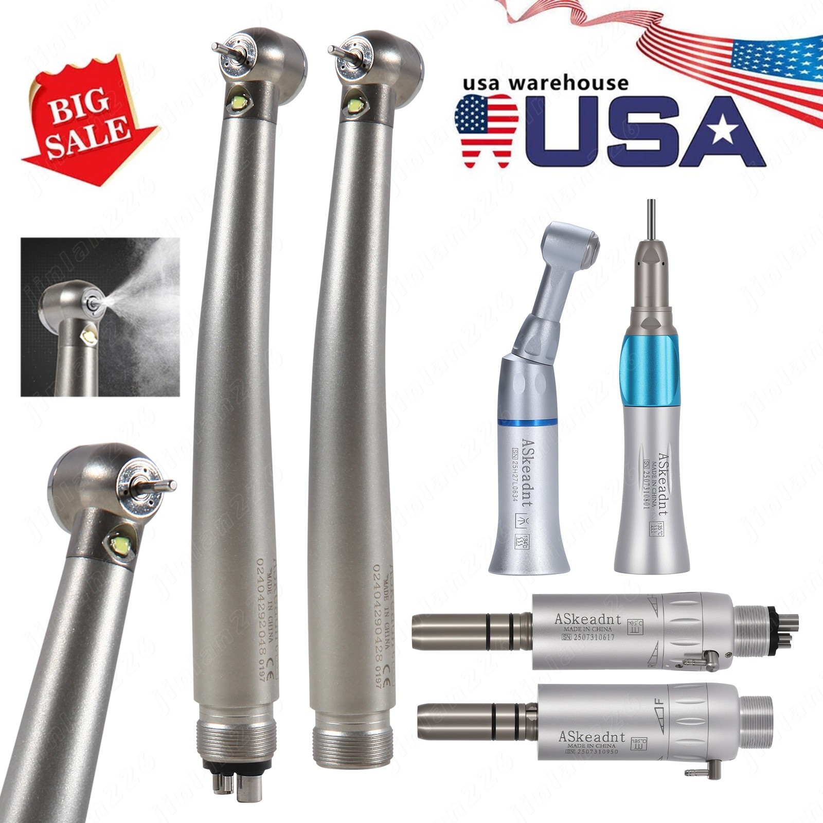 Estilo NSK Dental 4/2 Agujero Alta y Baja Velocidad / Kit Pieza de Mano Turbina