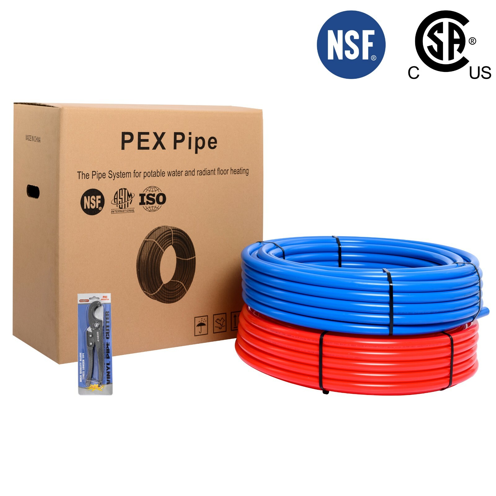 EFIELD 2 Rolls 1/2″ Pex-A Pipe/Tubing 2X100ft (200ft) Red & Blue Pipe Cutter