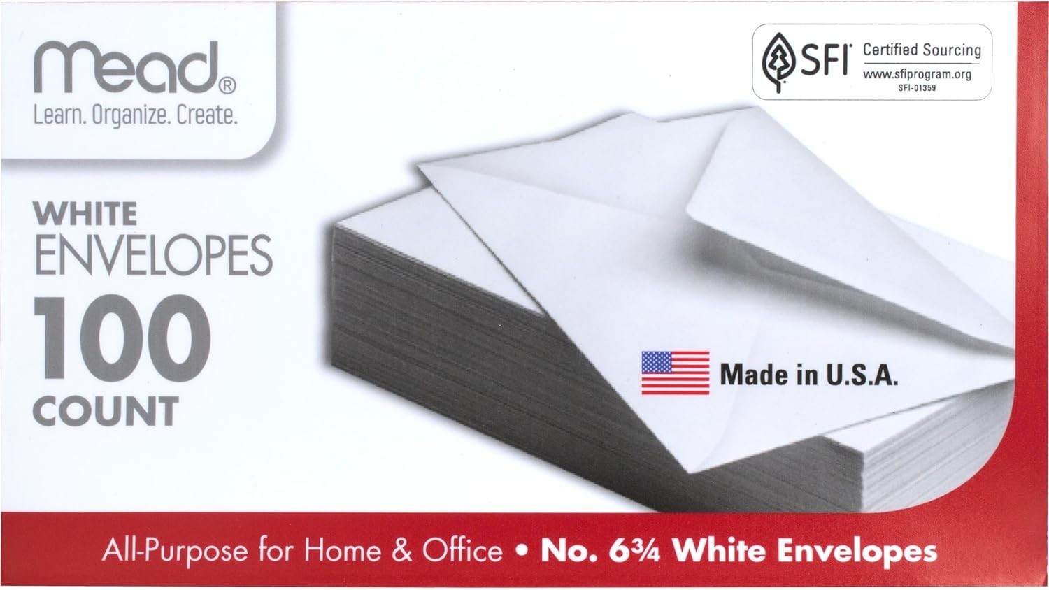 6 3/4 Inch White Gummed Flap Security Envelopes – 100 Count for Professionals