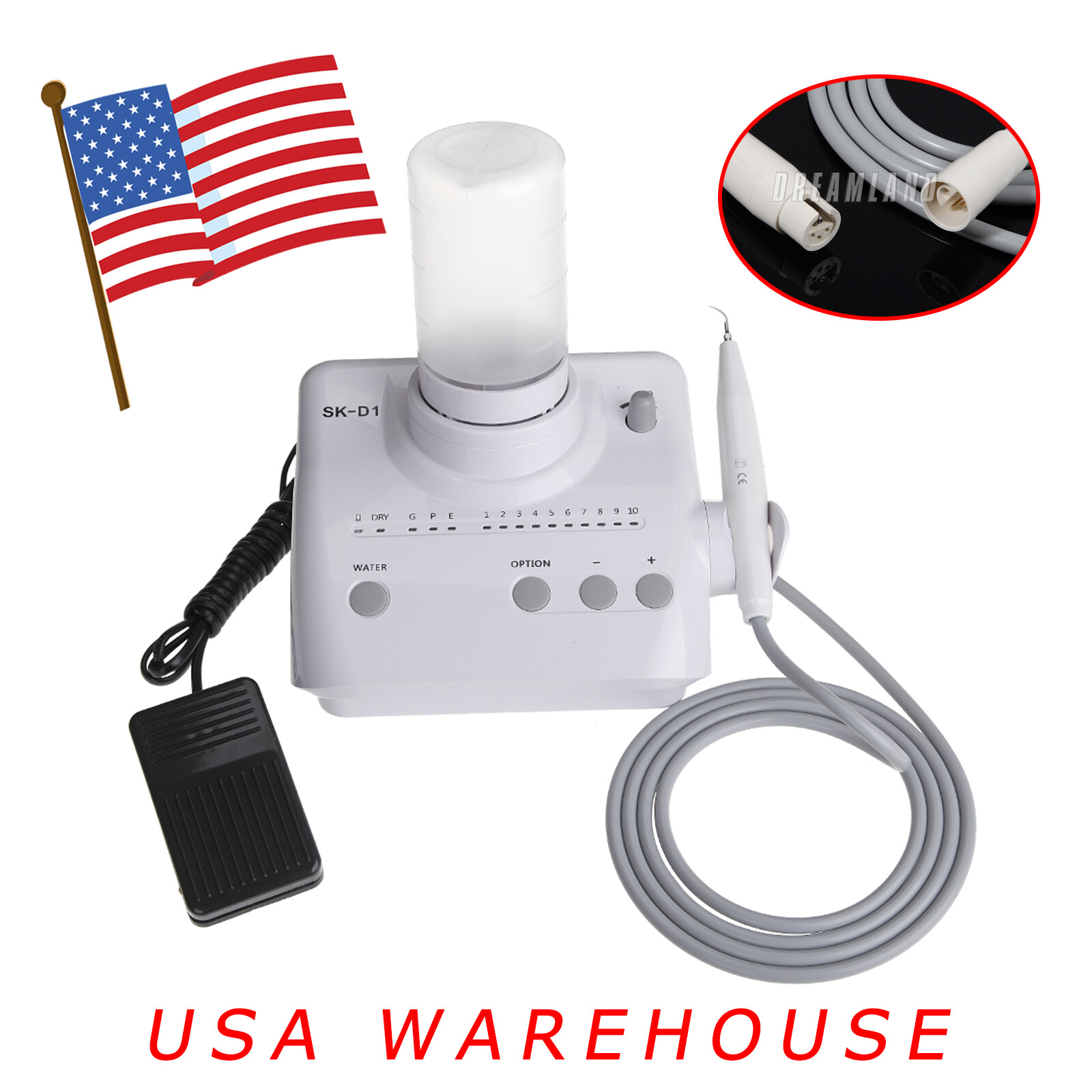 SK-D1 Dental Ultrasonic Piezo Scaler Unit w/2*Bottles 5*Tips For DTE SATELEC FDA