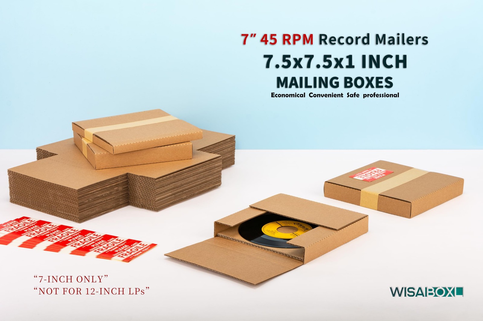 7-inch 45 RPM Record Mailers (NOT for 12-inch LPs), 7.5 x 7.5 x 1 Inch Easy-F…