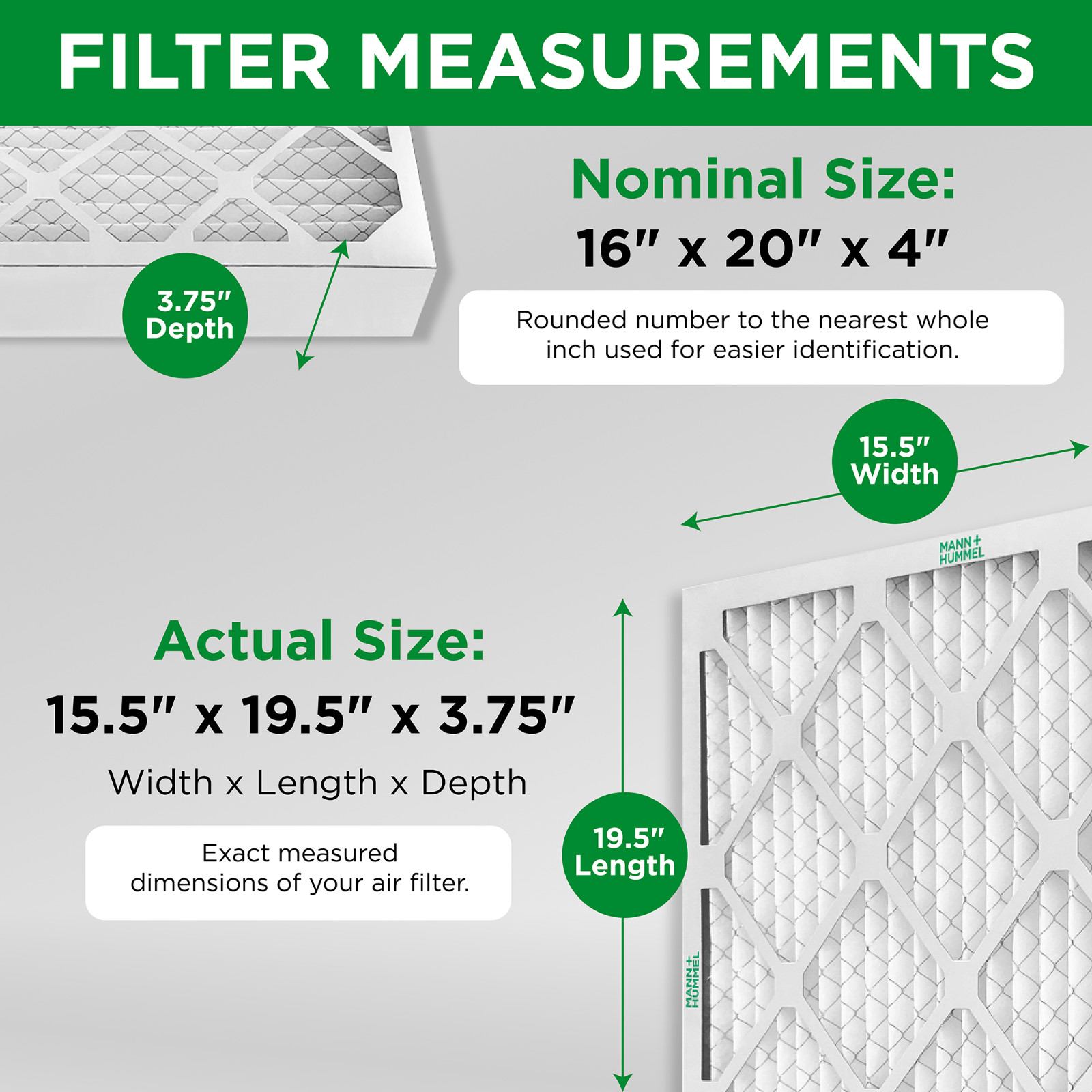 16x20x4 MERV 8 Air Filters for AC & Furnace. 2 Pack (Actual Depth: 3-3/4″)