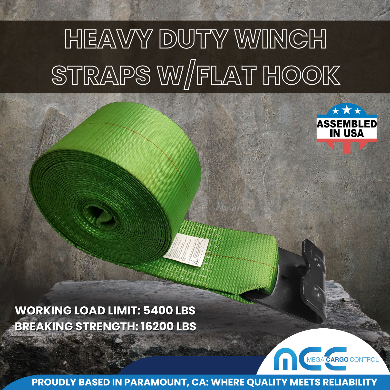 USA Heavy Duty 4″ x40′ Winch Strap Flat Hook Flatbed Truck Trailer Farm Tie Down