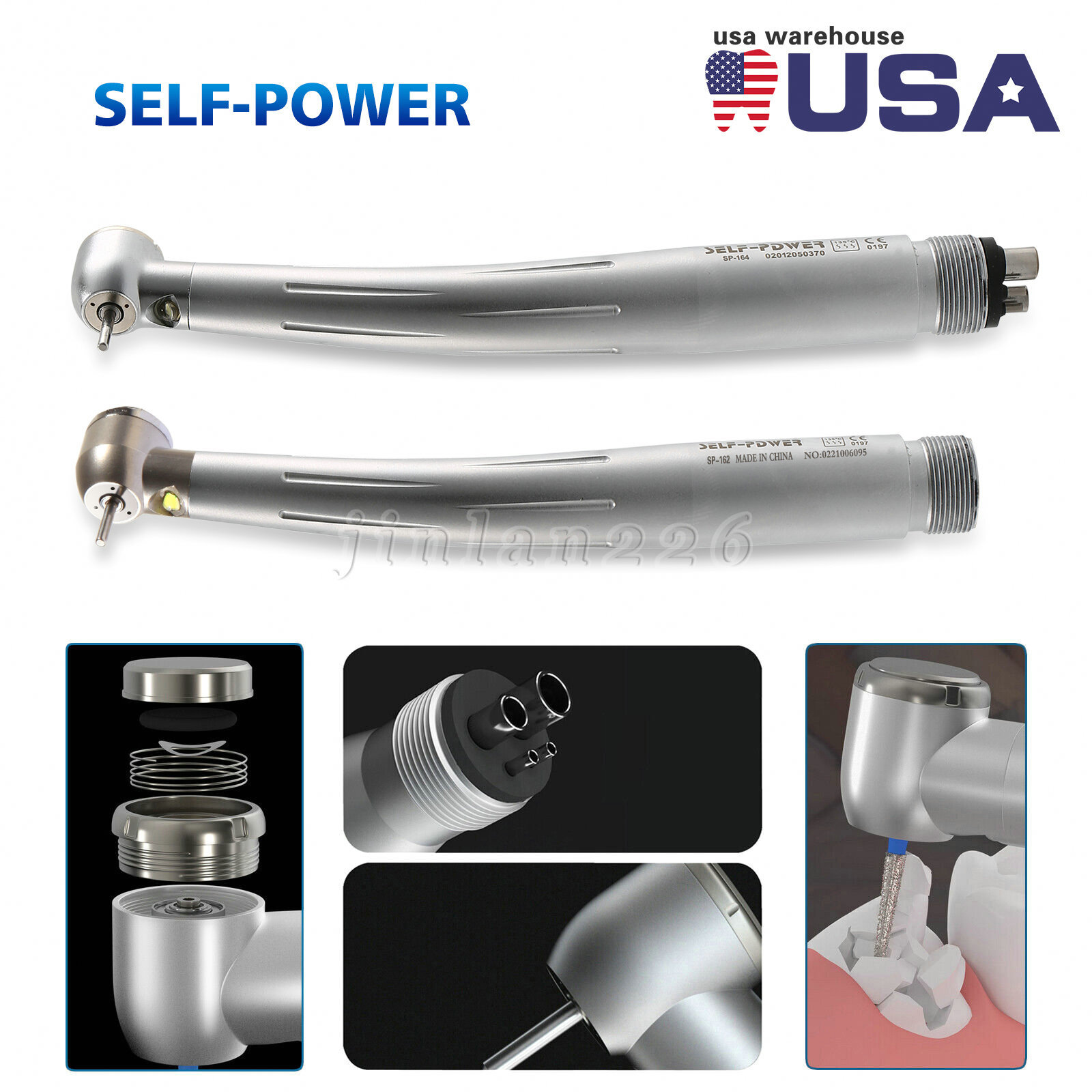 NSK Type Dental PANA Max High Speed LED Handpieces Internal Triple Spray Push CE