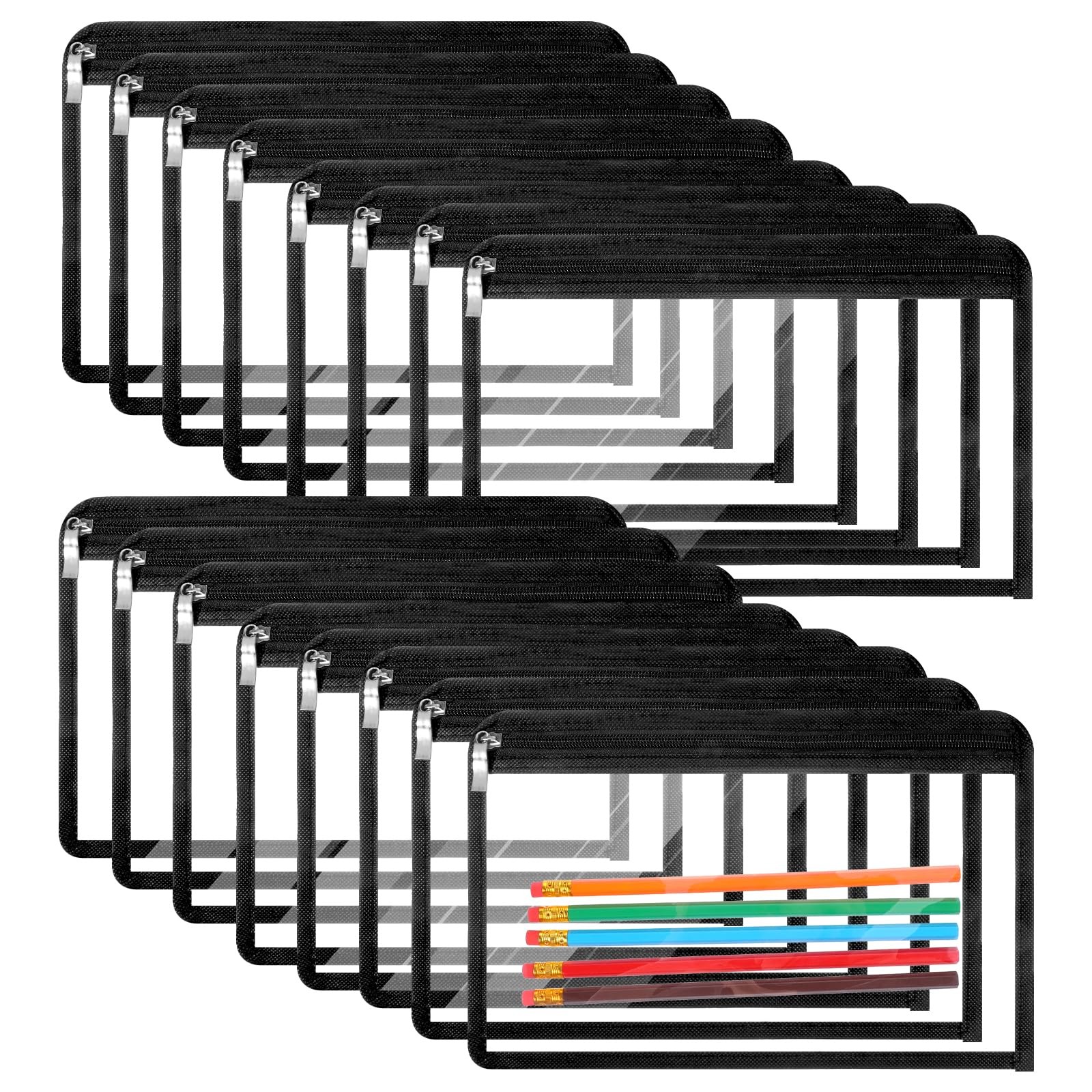 16 Pieces Clear Zipper Pouches Pencil Pouches PVC Makeup Pouch Envelopes Fold…