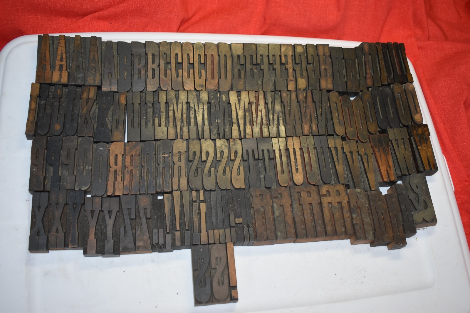 Vintage 2-1/2″ Wood Type Print Blocks Fancy Letters A-Z + Extras 119 Pcs.