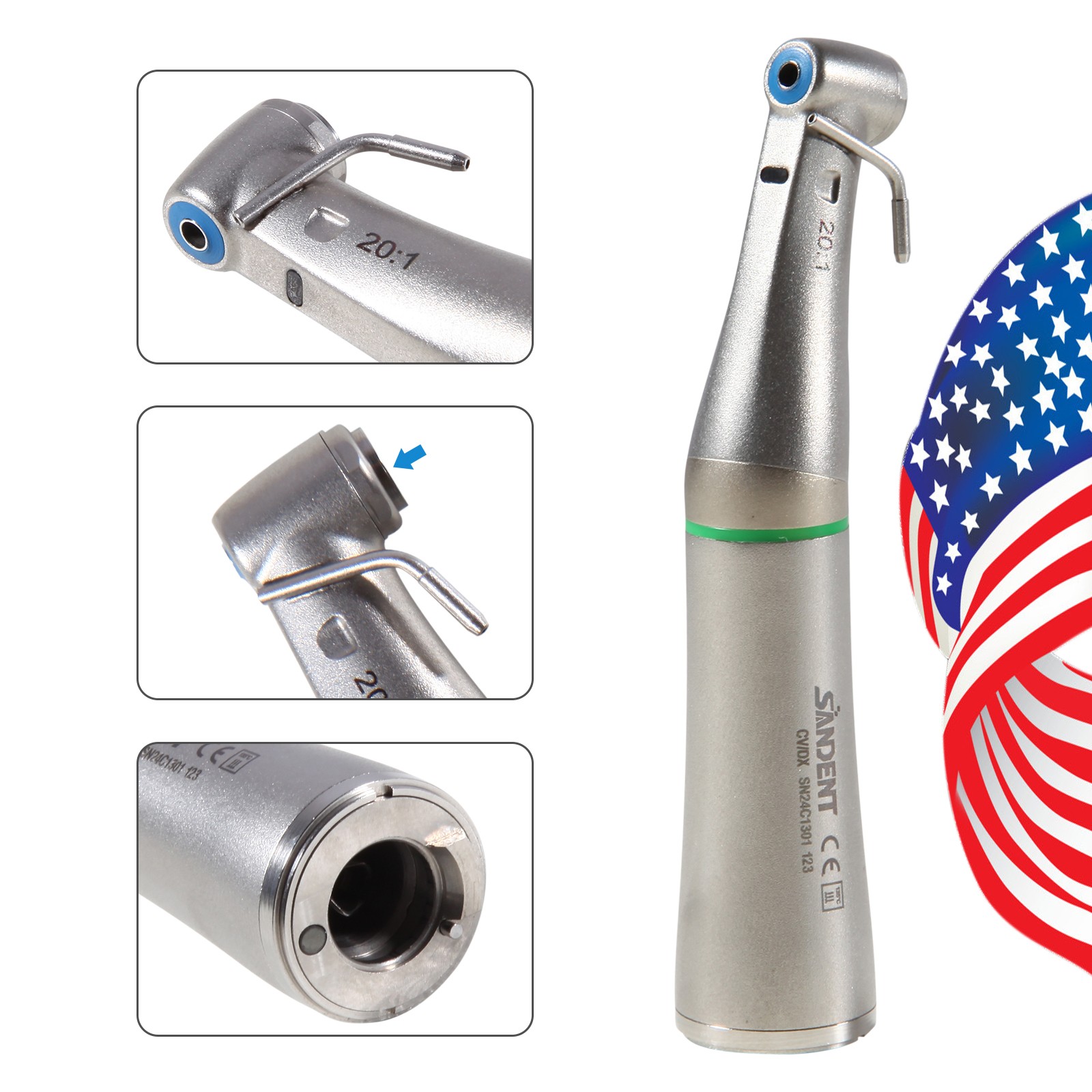 Dental 1:5 LED Fiber Optic Contra Angle Handpiece compatible NSK Ti-MAX X95L