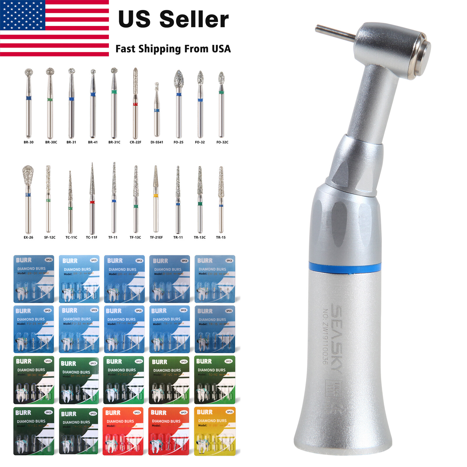 NSK Style Dental Slow Low Speed Contra Angle Handpiece Fit FG 1.6mm Burs