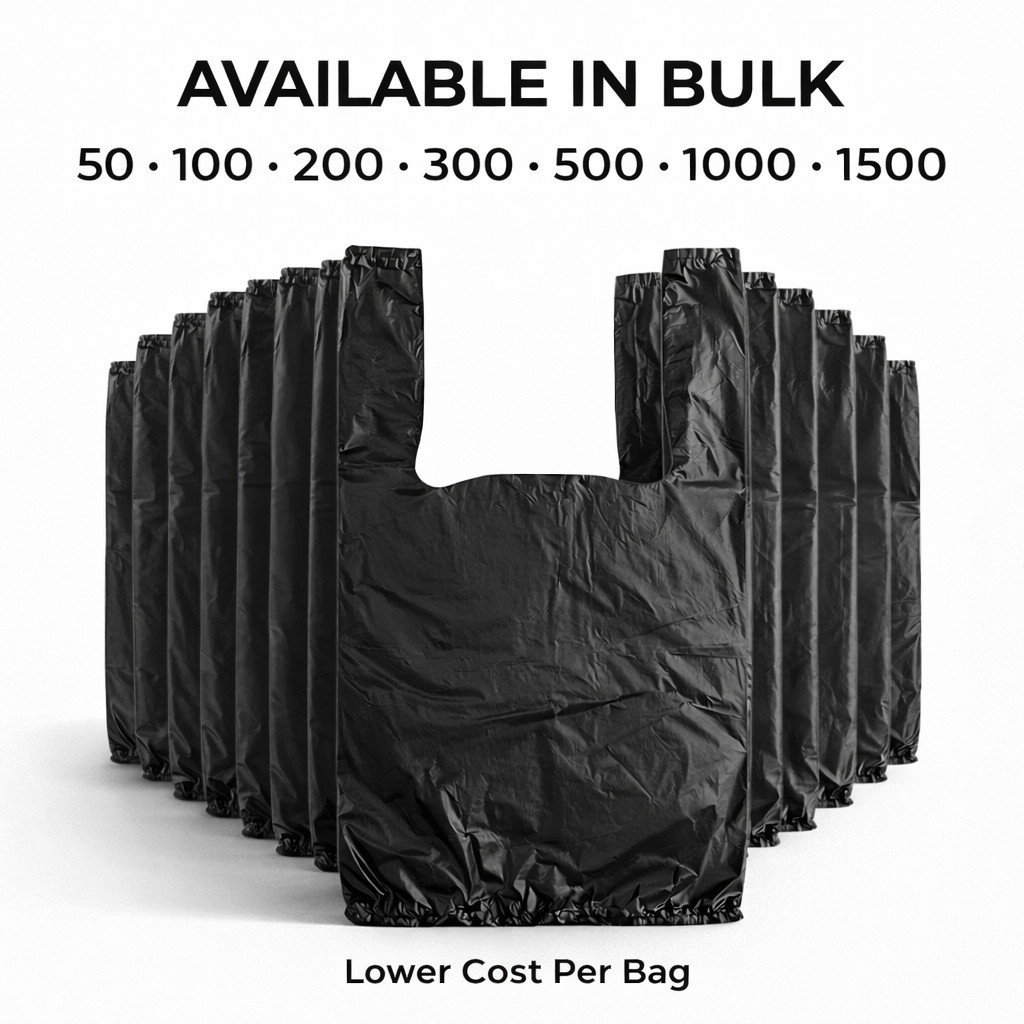 Bags 1/10 Small 8 x 4 x 15 BlackT-Shirt Plastic Grocery Shopping Grocery Bags