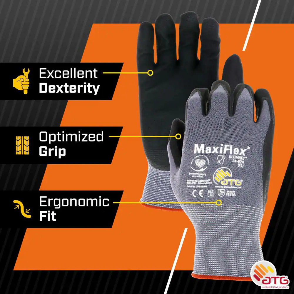 Maxiflex Ultimate Men’S X-Large Gray Nitrile Coated Work Gloves with Touchscreen