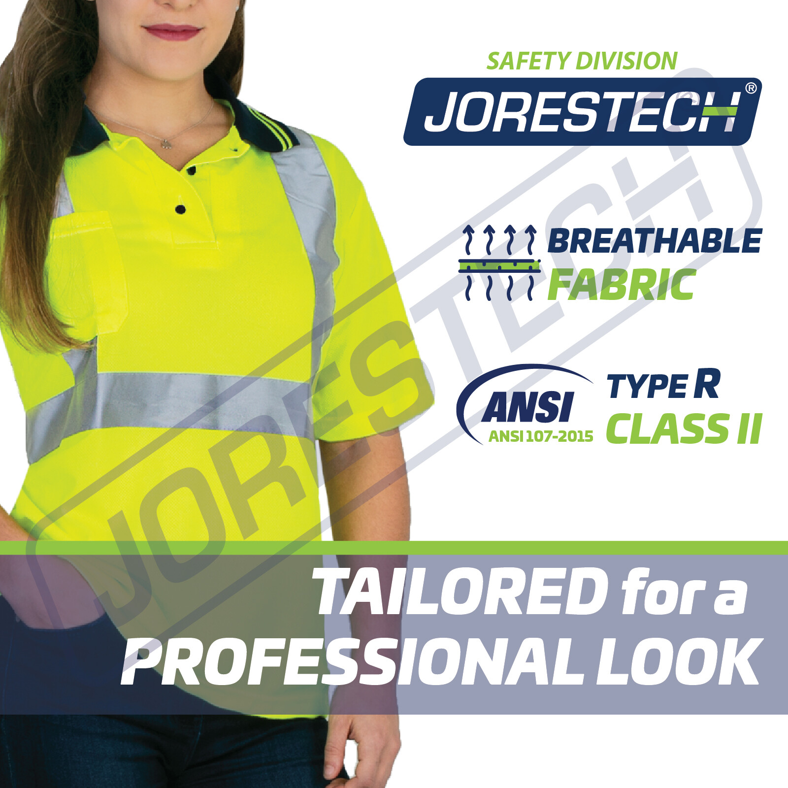 Printed Hi-Vis Lime Safety Workwear Short Sleeve Polo Shirt Top Reflective Tape