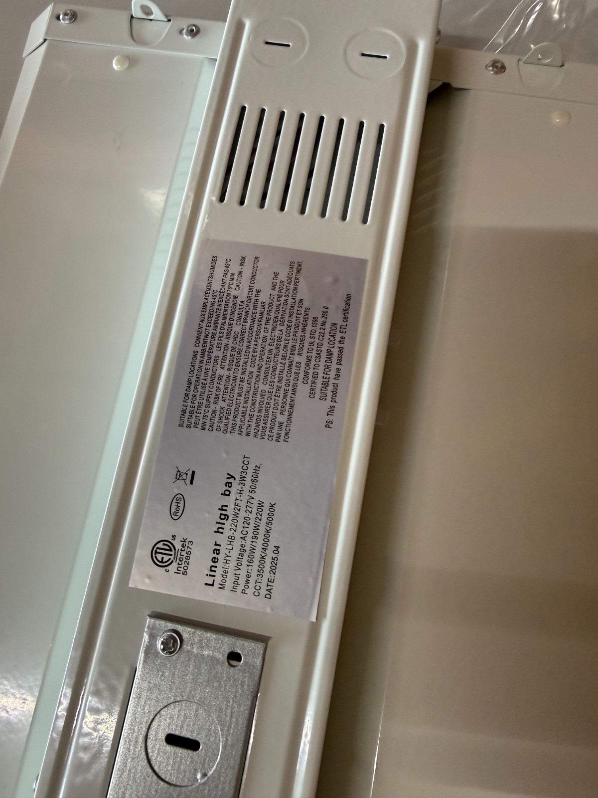 LED Linear High Bay LHB-220W 2FT-H-220-190-160W Selectable 3500K-4000K-5000K Sel