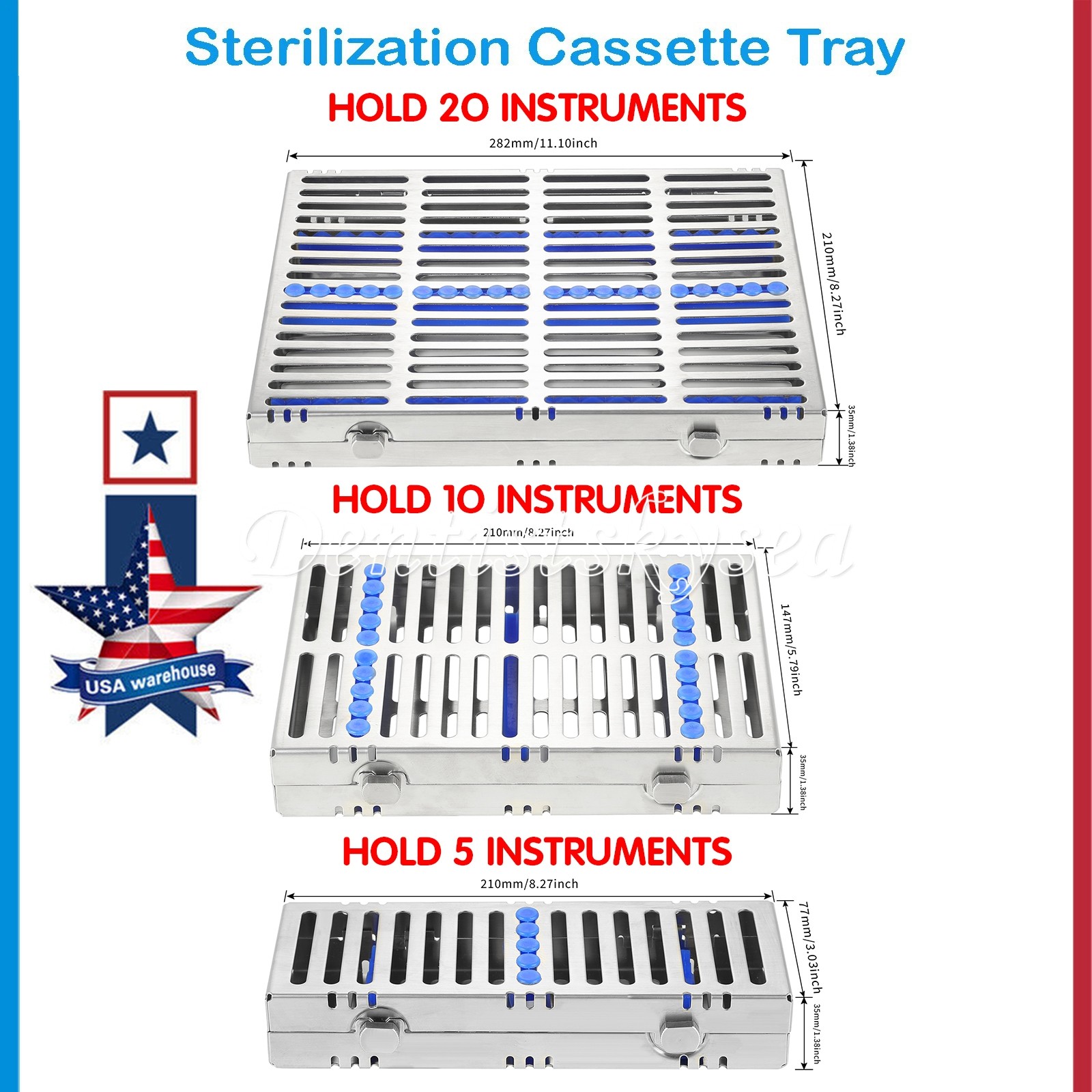 Dental Sterilization Cassette Rack Autoclavable Stainless Steel 135°C 5/10/20