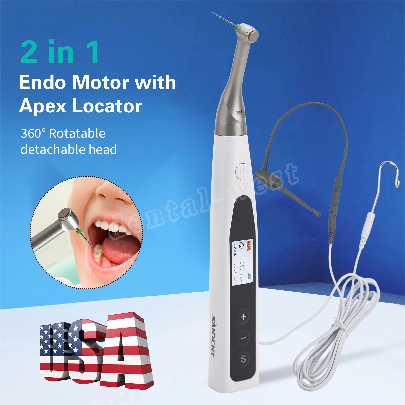 Woodpecker Style Cordless Endo Motor W/Apex Locator, Rotary & Reciprocating