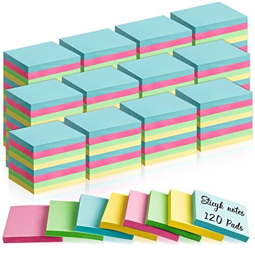Sticky Notes Bulk 1.5 x 2 Inch Mini Self Stick Pads Assorted 120 Classic Color