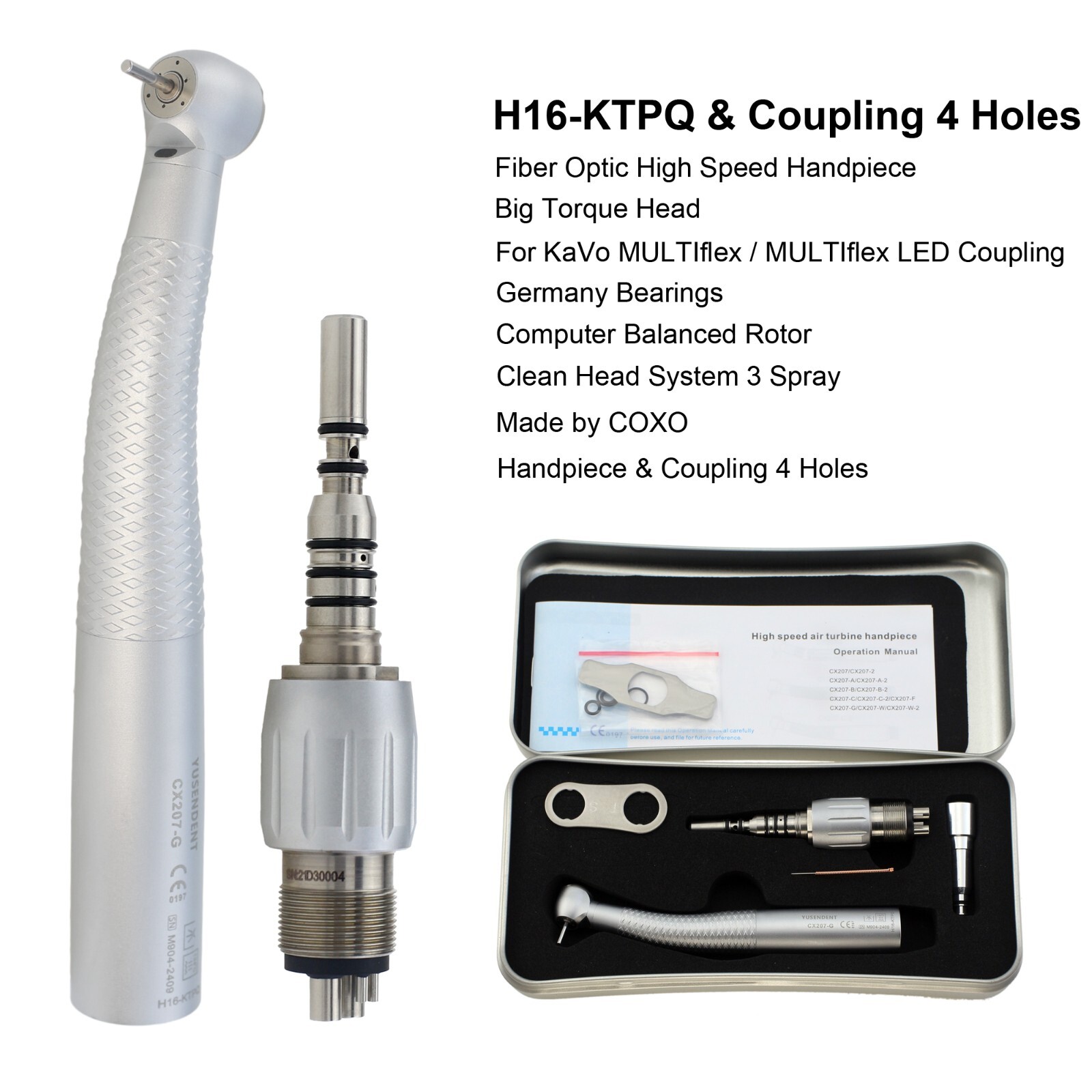 COXO Dental Fiber Optic High Speed Handpiece For KaVo MULTIflex NSK W/H Coupler