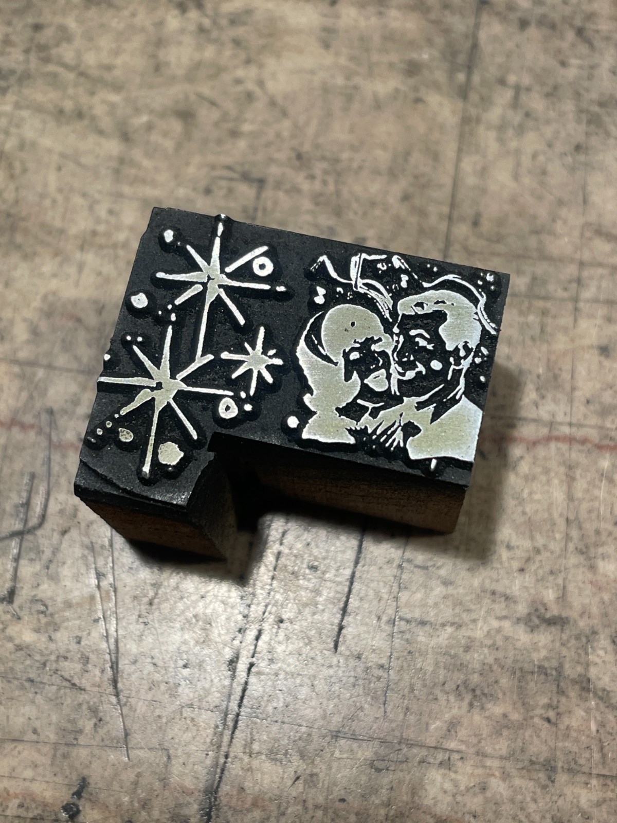 Printing Letterpress Printers Block Couple In Love / Sparks / Valentine (2230)