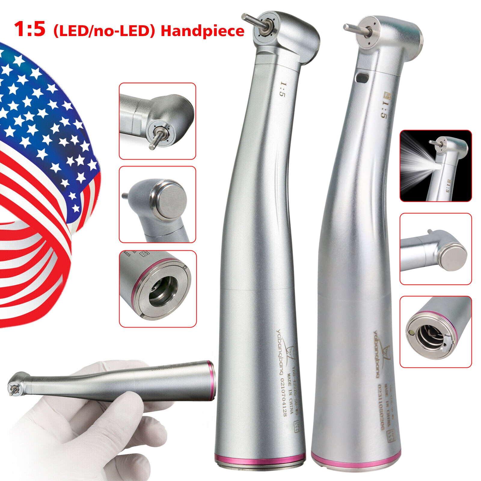 Dental 1:5 Fiber Optic Contra Angle Handpiece Red Ring for NSK Ti-MAX X95L YBB