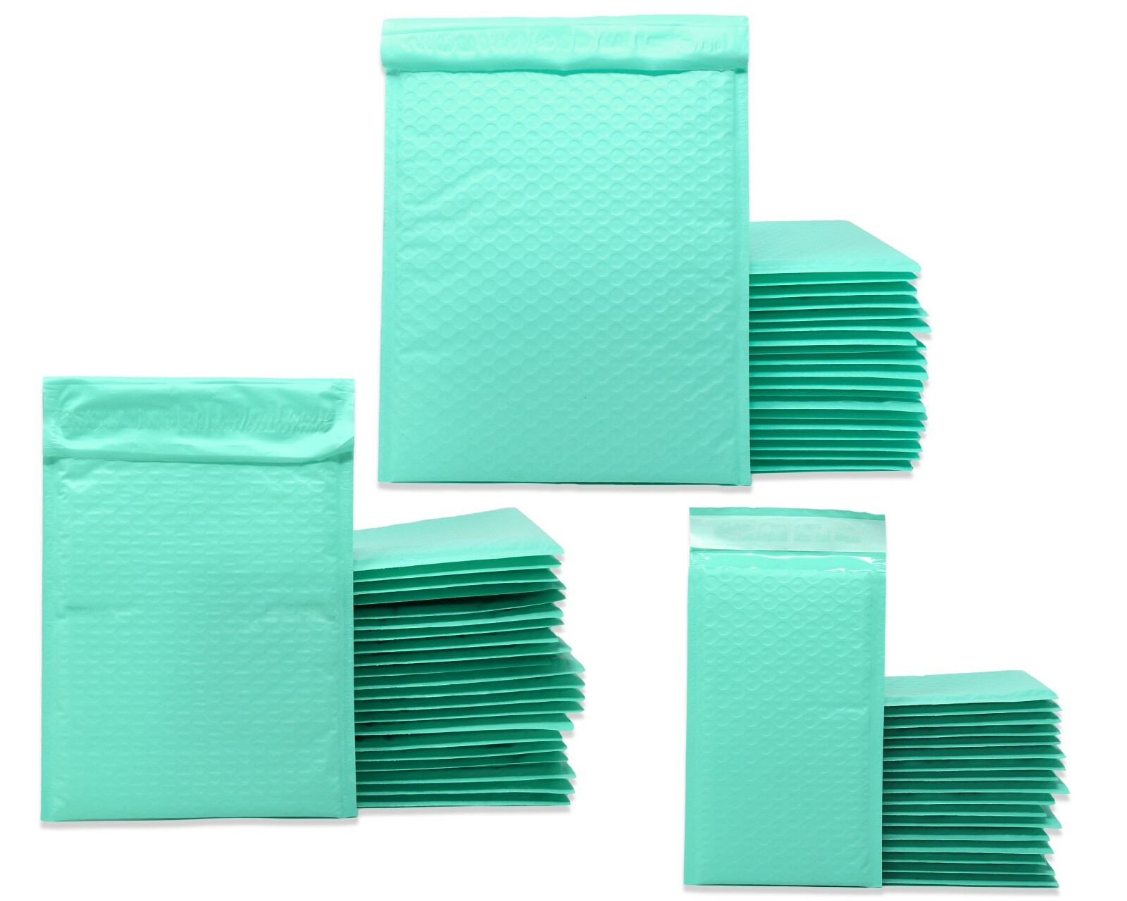 4×8, 6×10, 8×12, 10×15, 14×20 Cyan Aqua Mint Colored Poly Bubble Mailers!